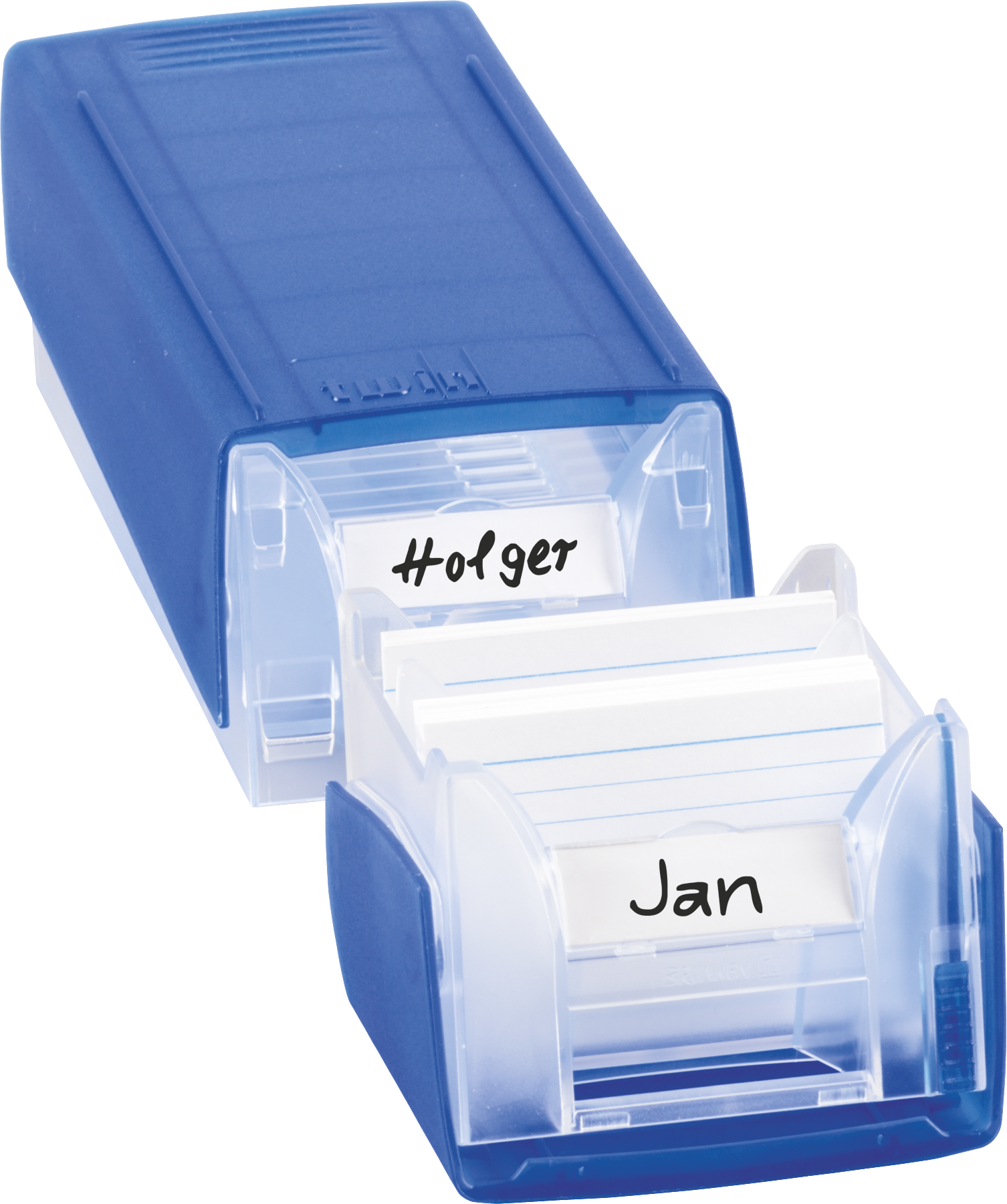 Brunnen Karteibox Twin Boxx A8 quer incl. Karten mittelblau
