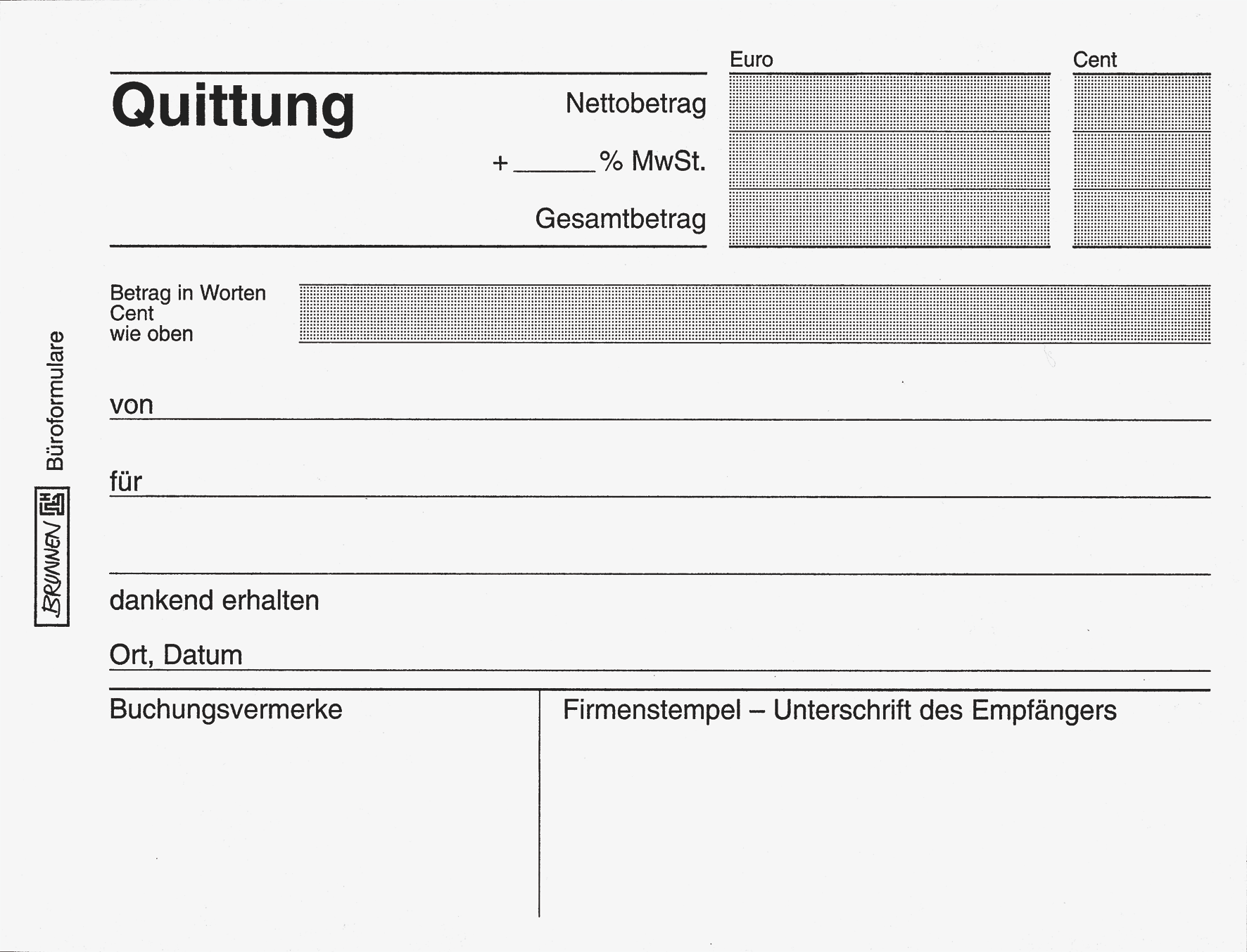 10 x Brunnen Quittungsblock A6 quer 2x40 Blatt selbstdurchschreibend