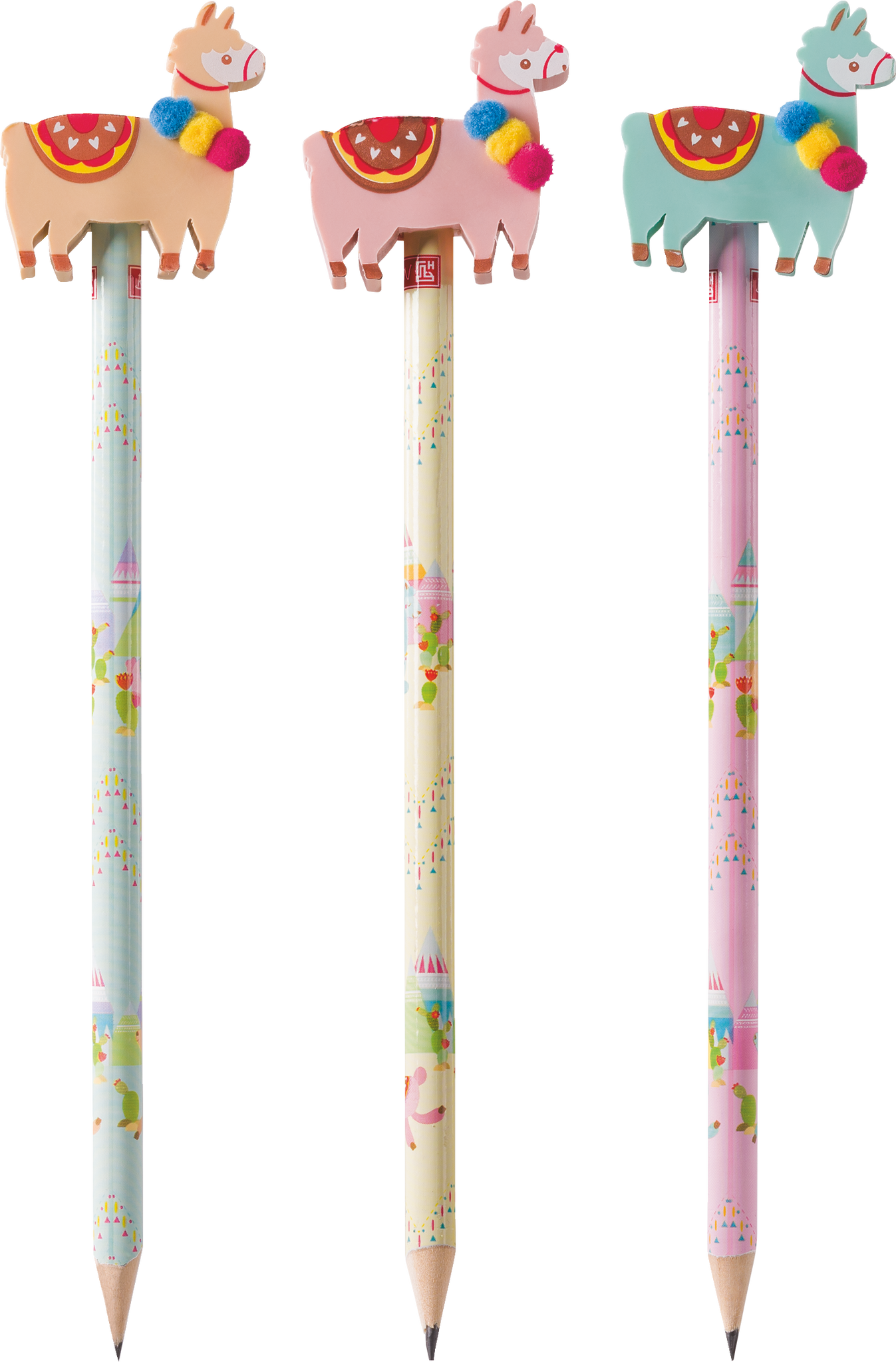 Bleistift mit Radiergummi „Lama“ | HB, rund, sortiert