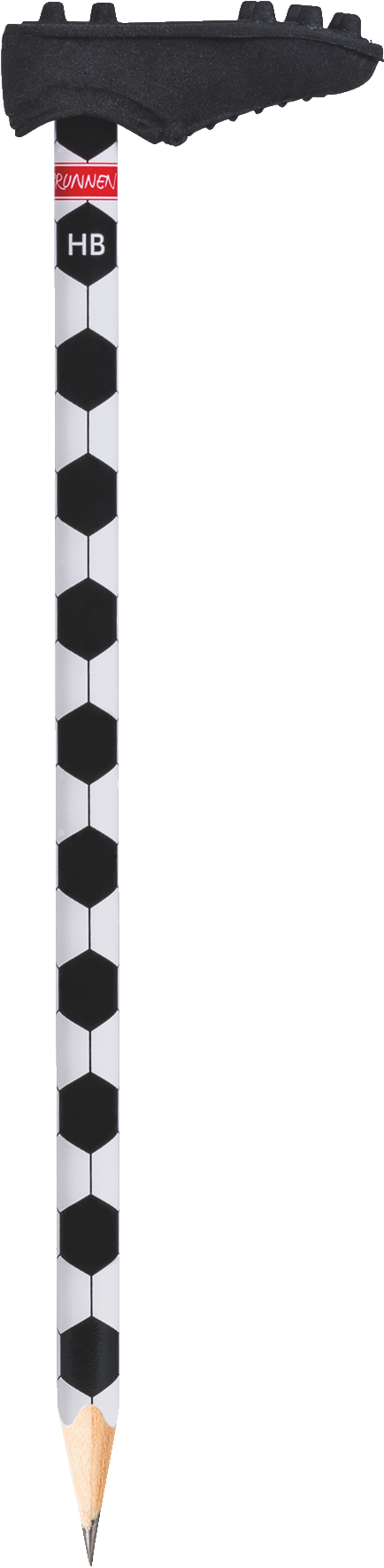 Bleistift mit Radiergummi Fußball | HB, Dreikantform, weiß/schwarz