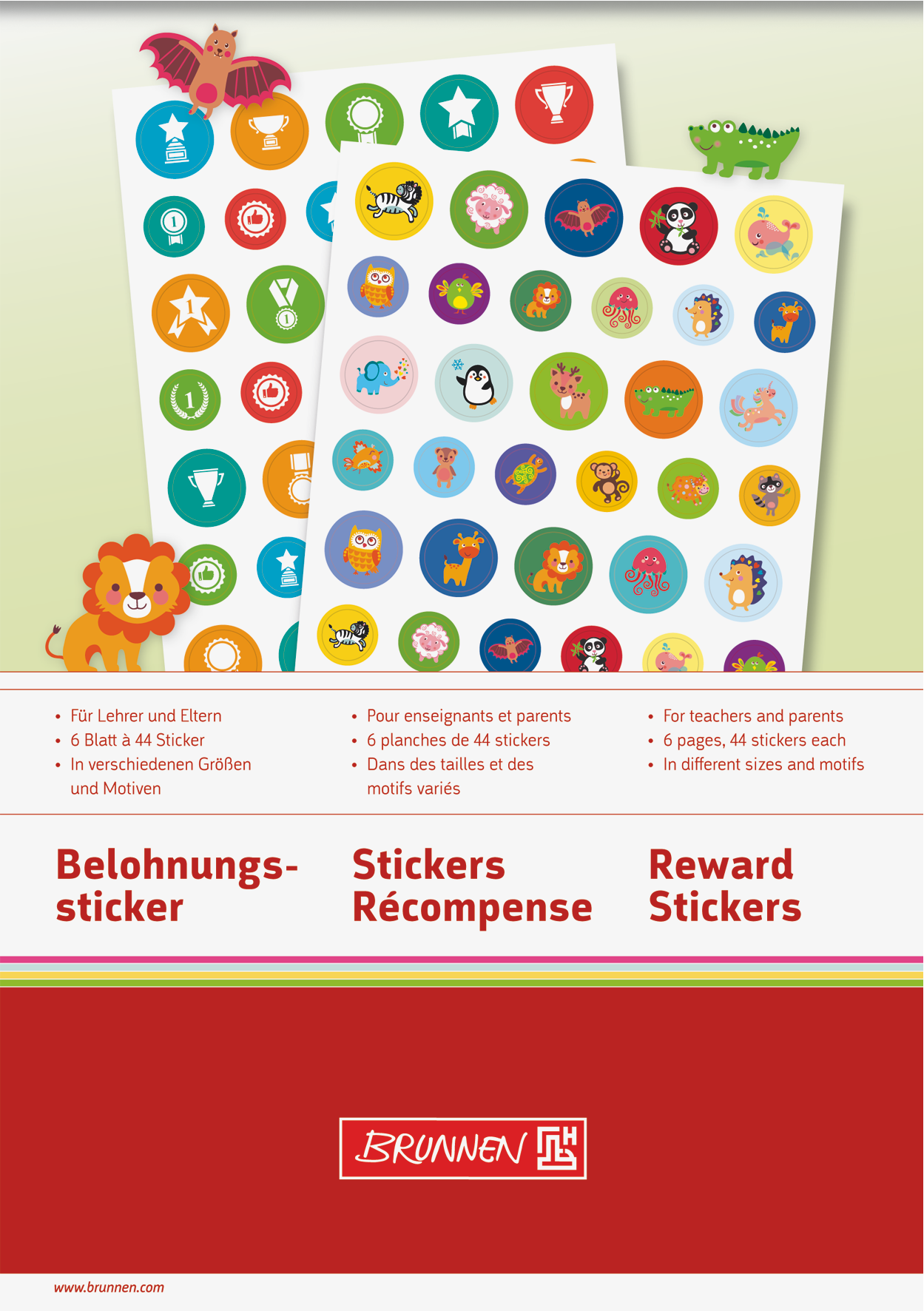 6 x Brunnen Stickerblock Belohnung A5 VE=44 Sticker