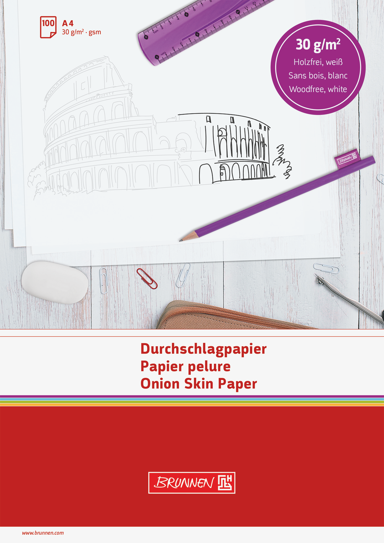 10 x Brunnen Durchschlagpapier A4 30g/qm VE=100 Blatt