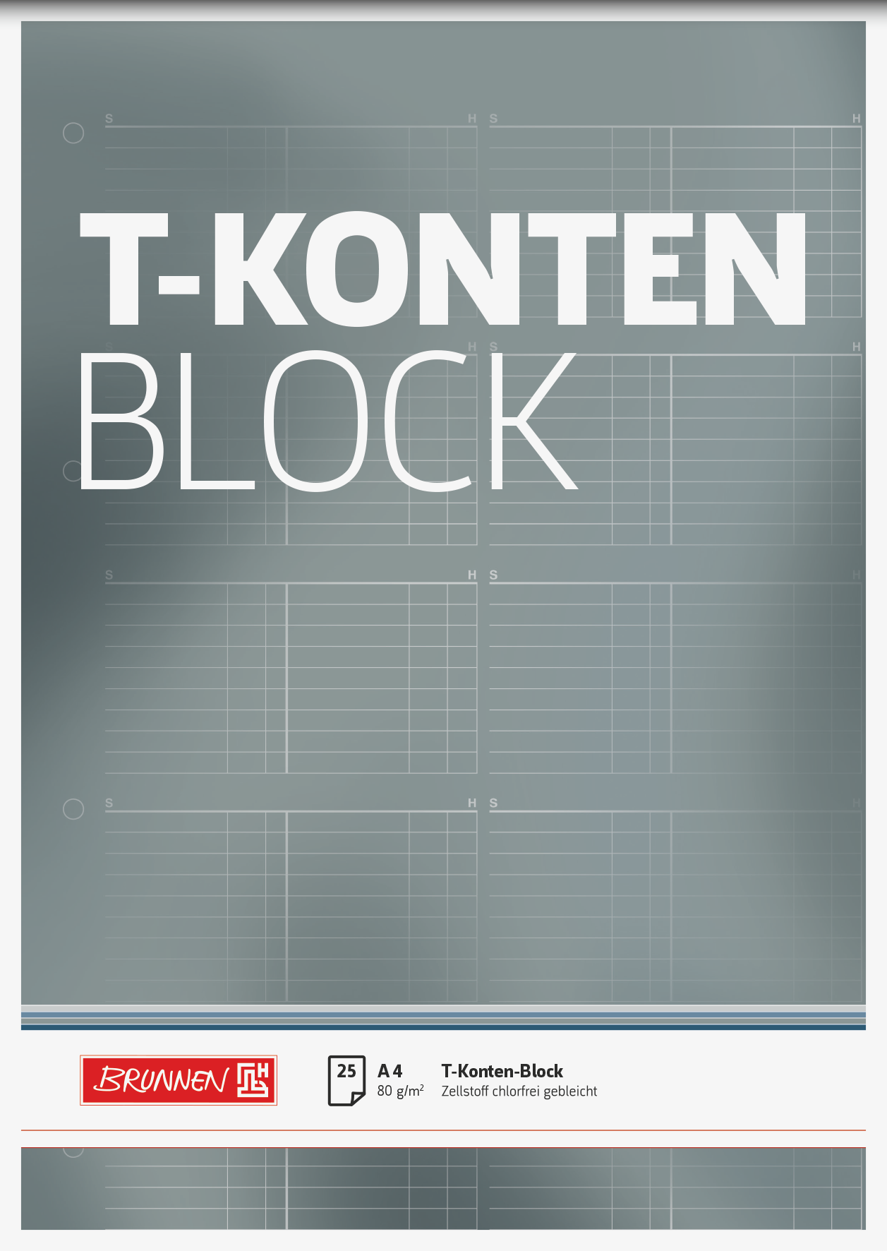 10 x Brunnen T-Konten-Block A4 80g/qm 25 Blatt