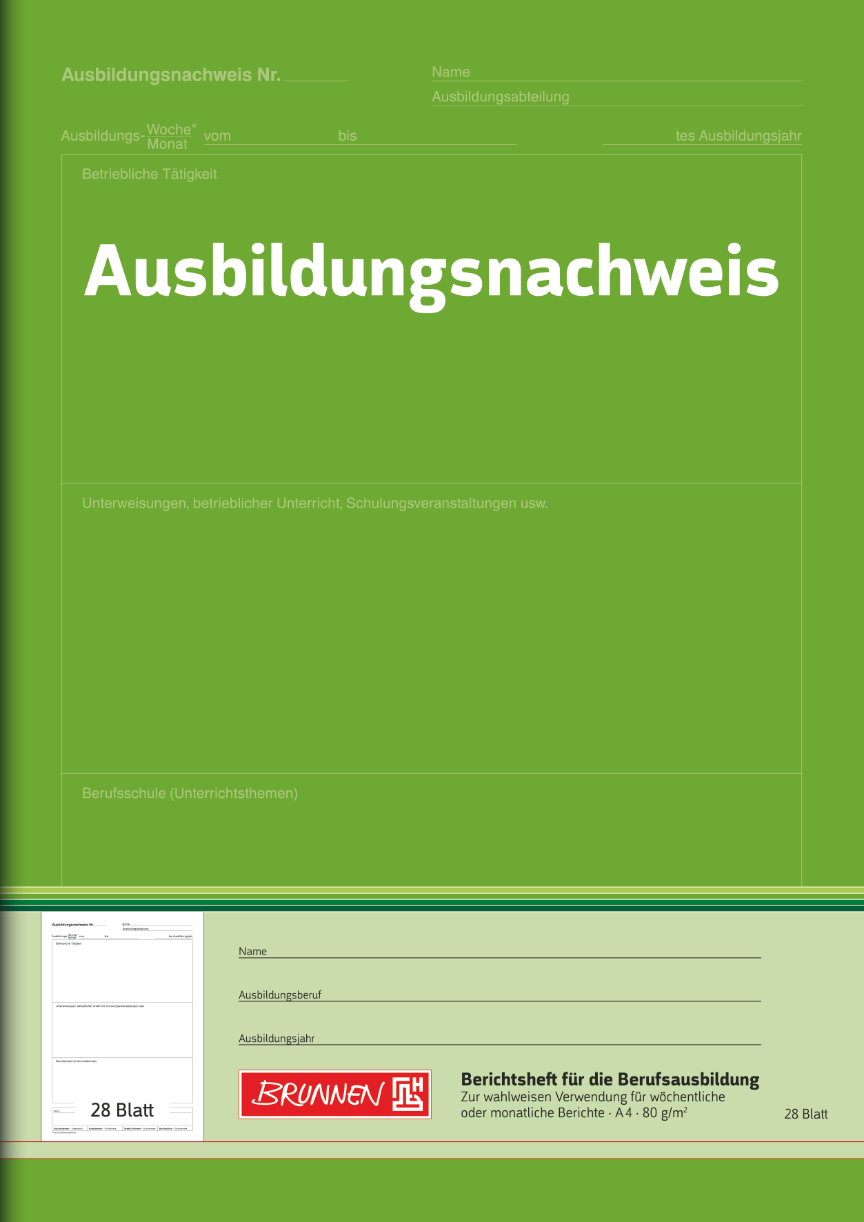 Brunnen Ausbildungsnachweisheft A4 grün