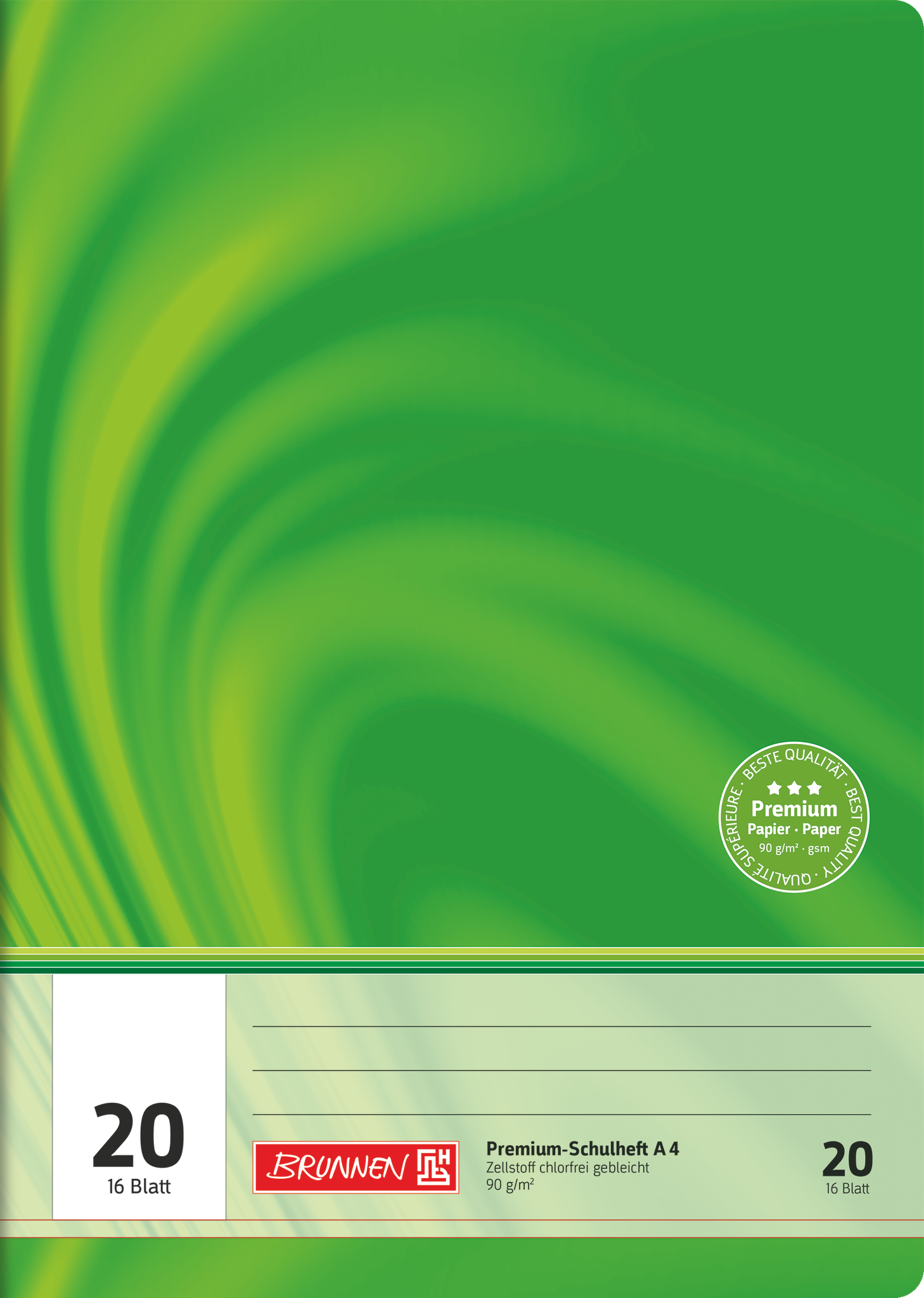 Brunnen Schulheft Young Vivendi A4 Lineatur 20 90 g/qm 16 Blatt