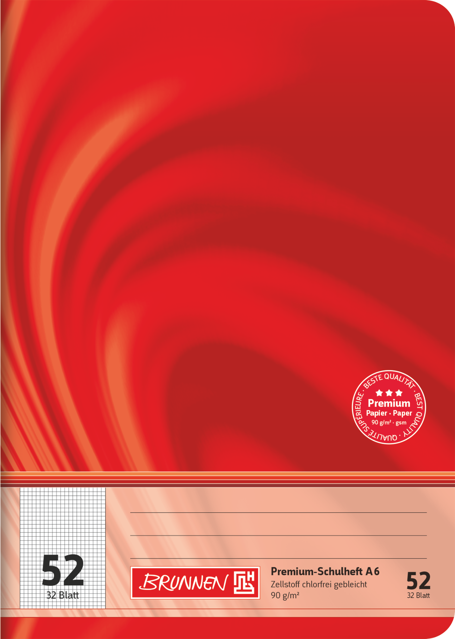 Schulheft Premium Vivendi | A6, Lineatur 52, 32 Blatt, rot
