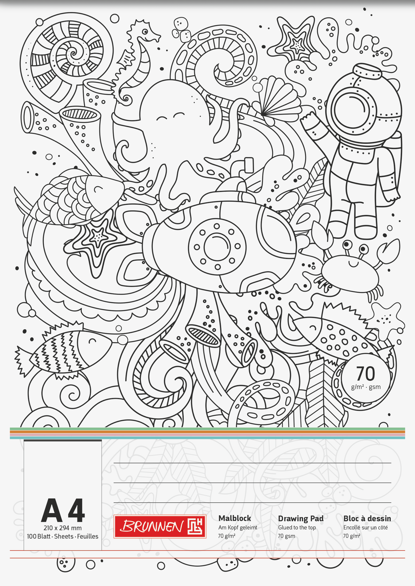 Malblock „Submarine“ ZENart | A4, 100 Blatt, weiß/schwarz