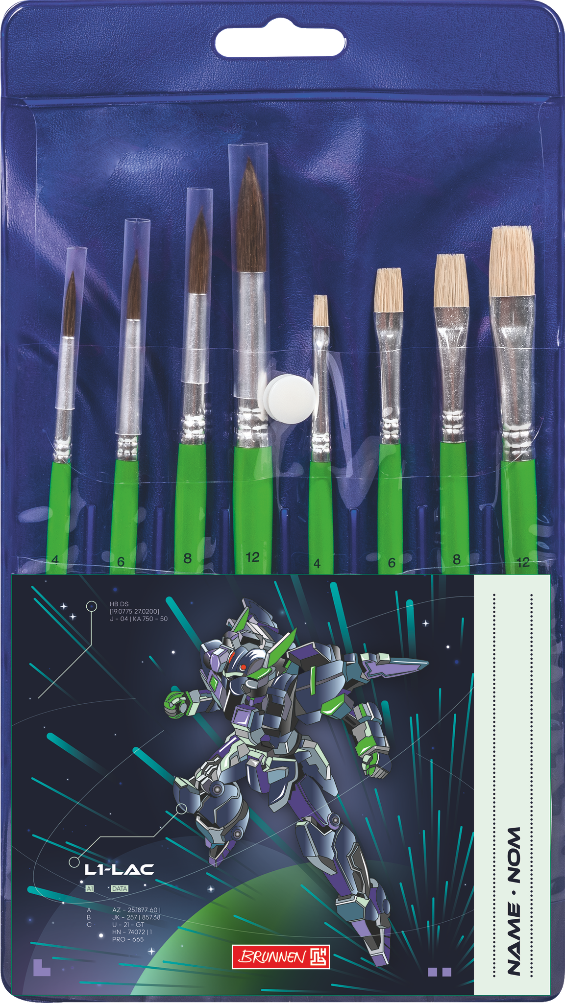 Schulpinsel-Set Robot Heroes | grün, 8 Pinsel
