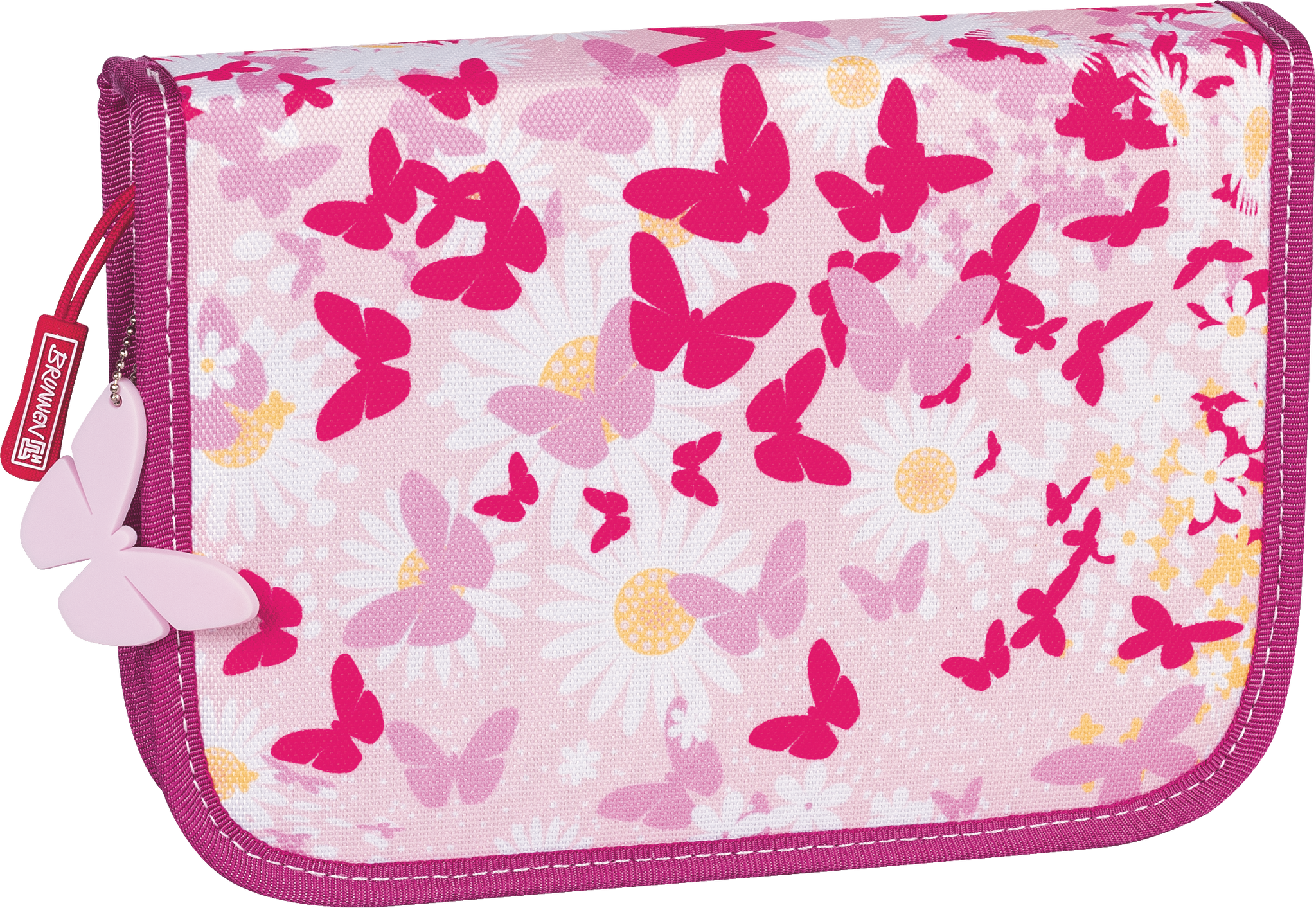 Federmäppchen „Schmetterlinge“ | 2 Klappe(n), pink/rosa