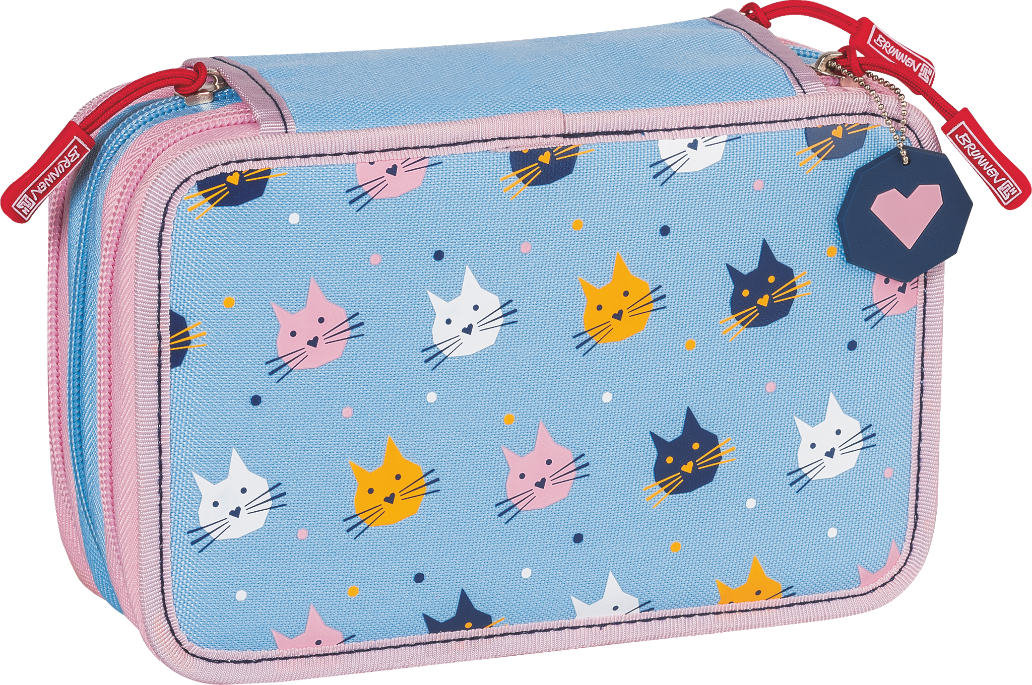 Federmäppchen „Cats“ | 3 Reißverschlüsse, hellblau