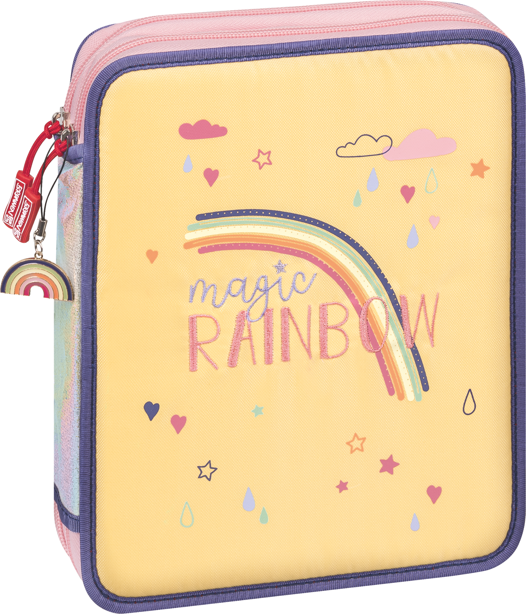 Federmäppchen XXL Magic Rainbow | 2 Reißverschlüsse, gelb