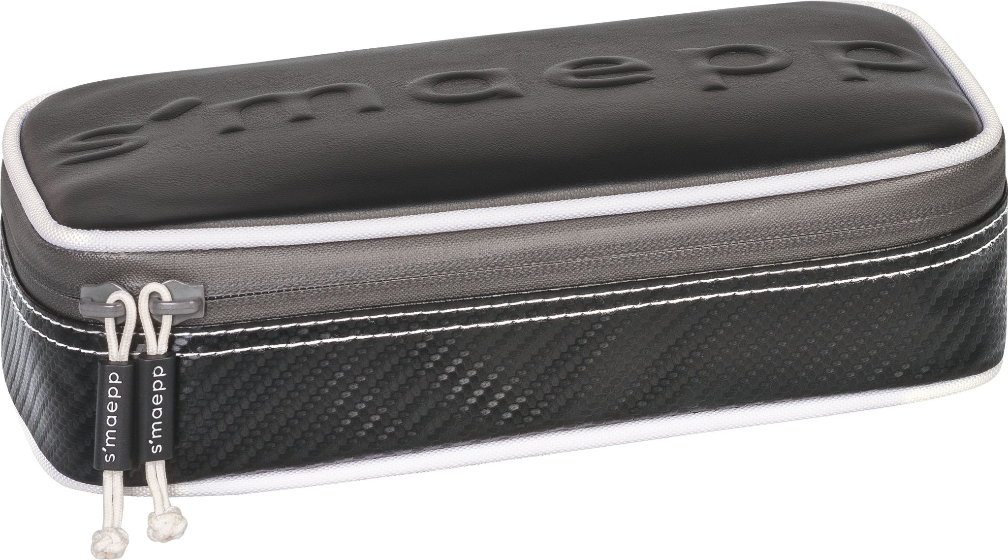 Schlampermäppchen s'maepp XL „Carbon“ | 1 Klappe(n), schwarz/silber