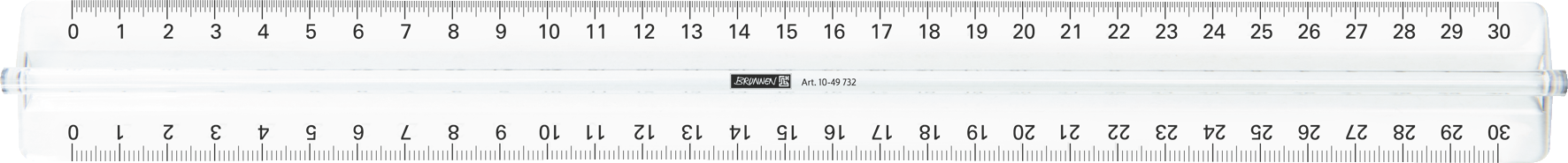 10 x Brunnen Lineal 30cm mit Griff glasklar