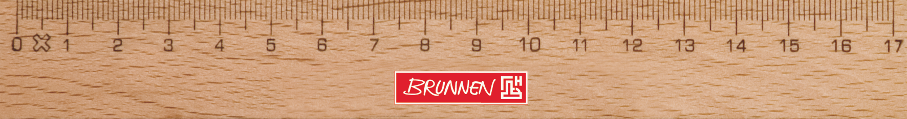 24 x Brunnen Lineal 17cm Holz braun