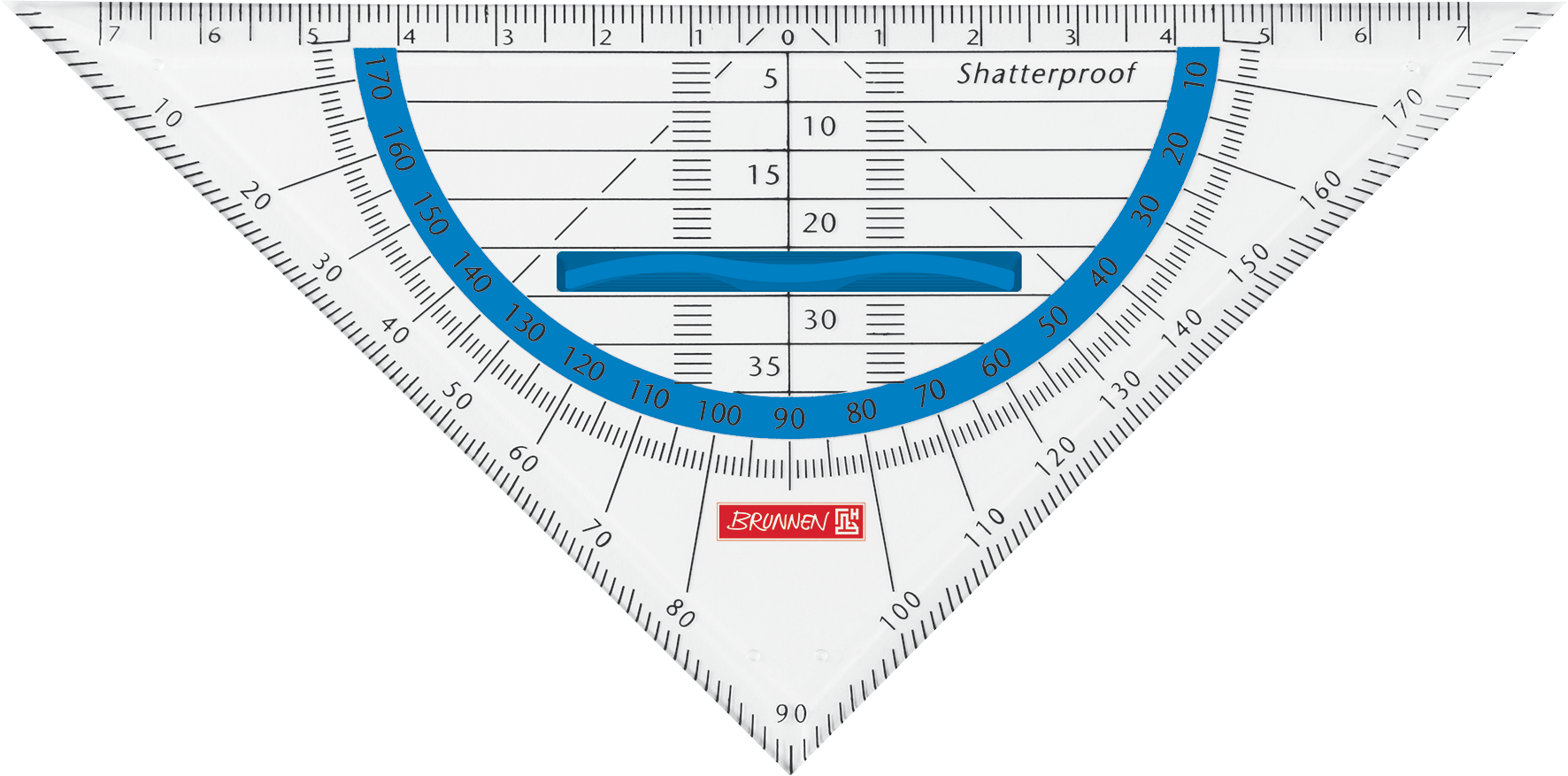 Geometrie-Dreieck Colour Code bruchsicher | 16 cm, mit Griff, azur