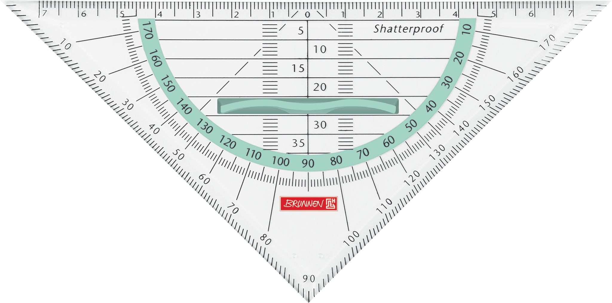 Geometrie-Dreieck Colour Code bruchsicher | 16 cm, mit Griff, mint