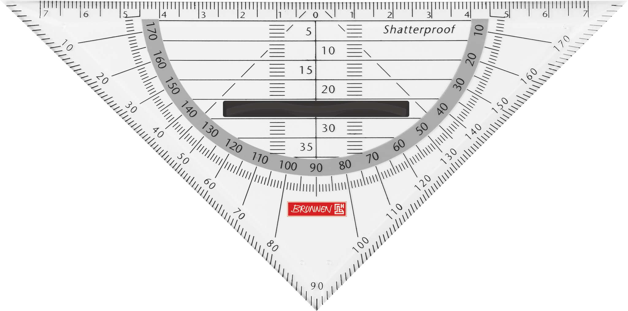 Geometrie-Dreieck Colour Code bruchsicher | 16 cm, mit Griff, onyx
