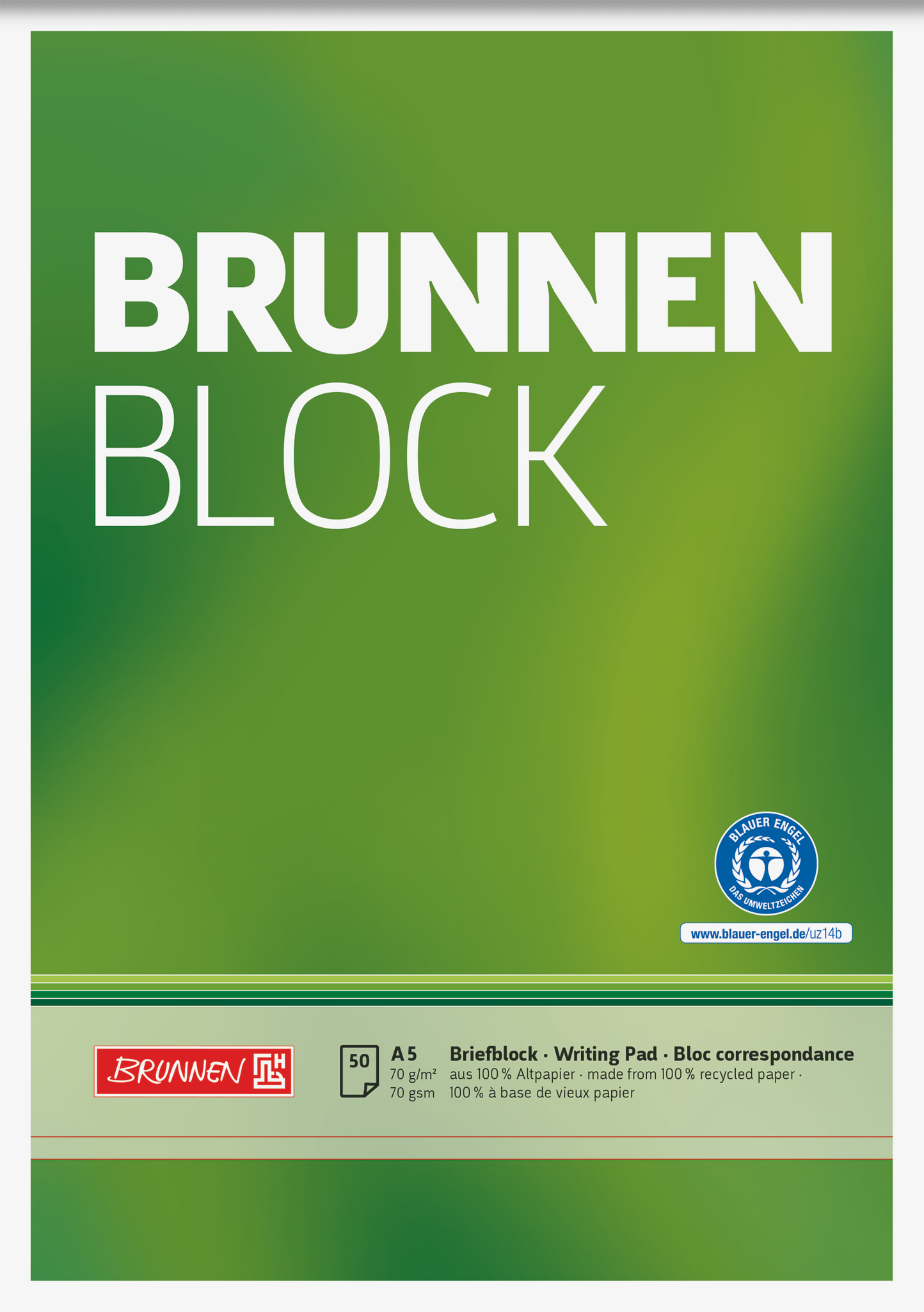 10 x Brunnen Schreibblock Brunnen-Block A5 70g/qm 50 Blatt RC blanko