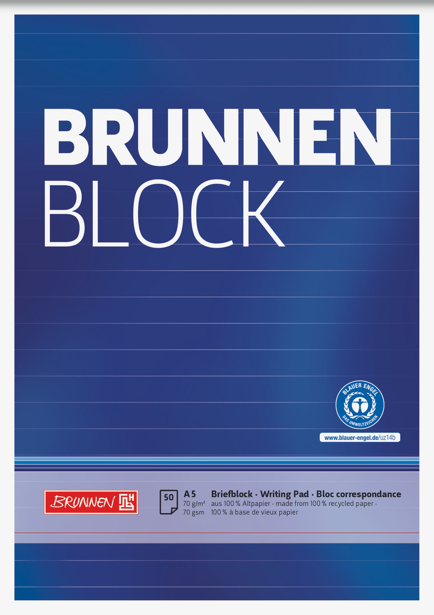 10 x Brunnen Schreibblock Brunnen-Block A5 70g/qm 50 Blatt RC liniert