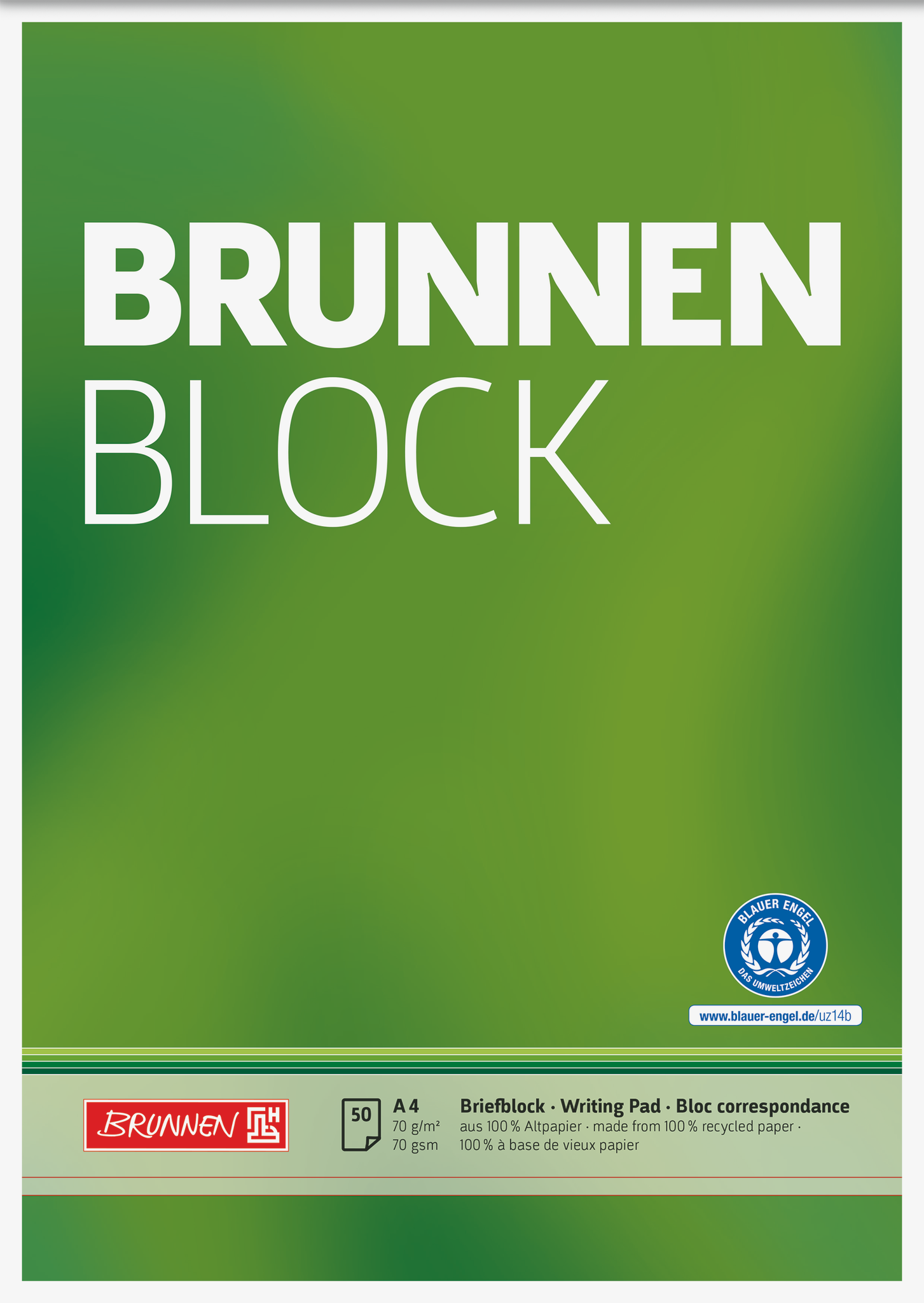 10 x Brunnen Schreibblock Brunnen-Block A4 70g/qm 50 Blatt RC blanko