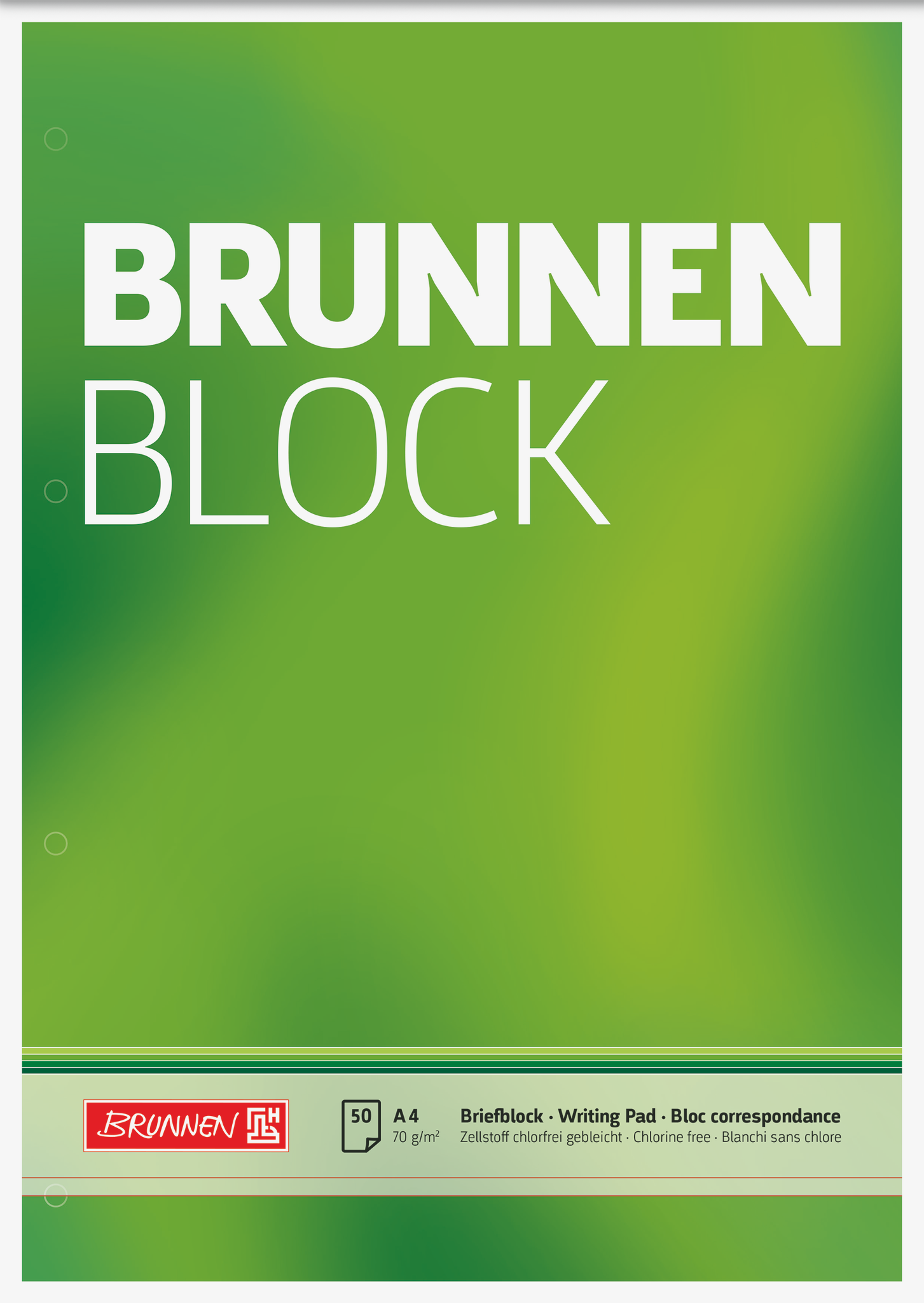 10 x Brunnen Briefblock Brunnenblock A4 70g/qm blanko 2-fach gelocht 5