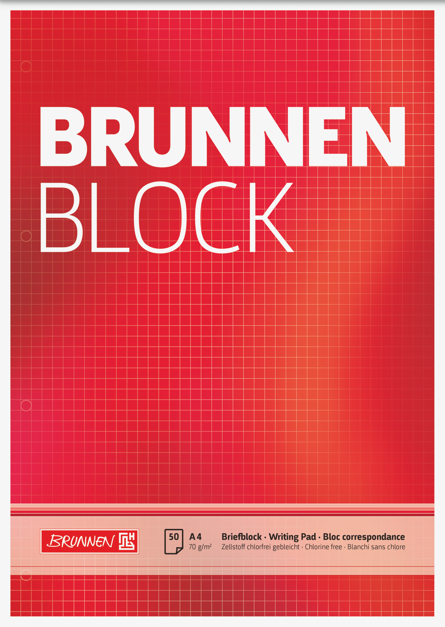 10 x Brunnen Briefblock Brunnenblock A4 70g/qm kariert 2-fach gelocht