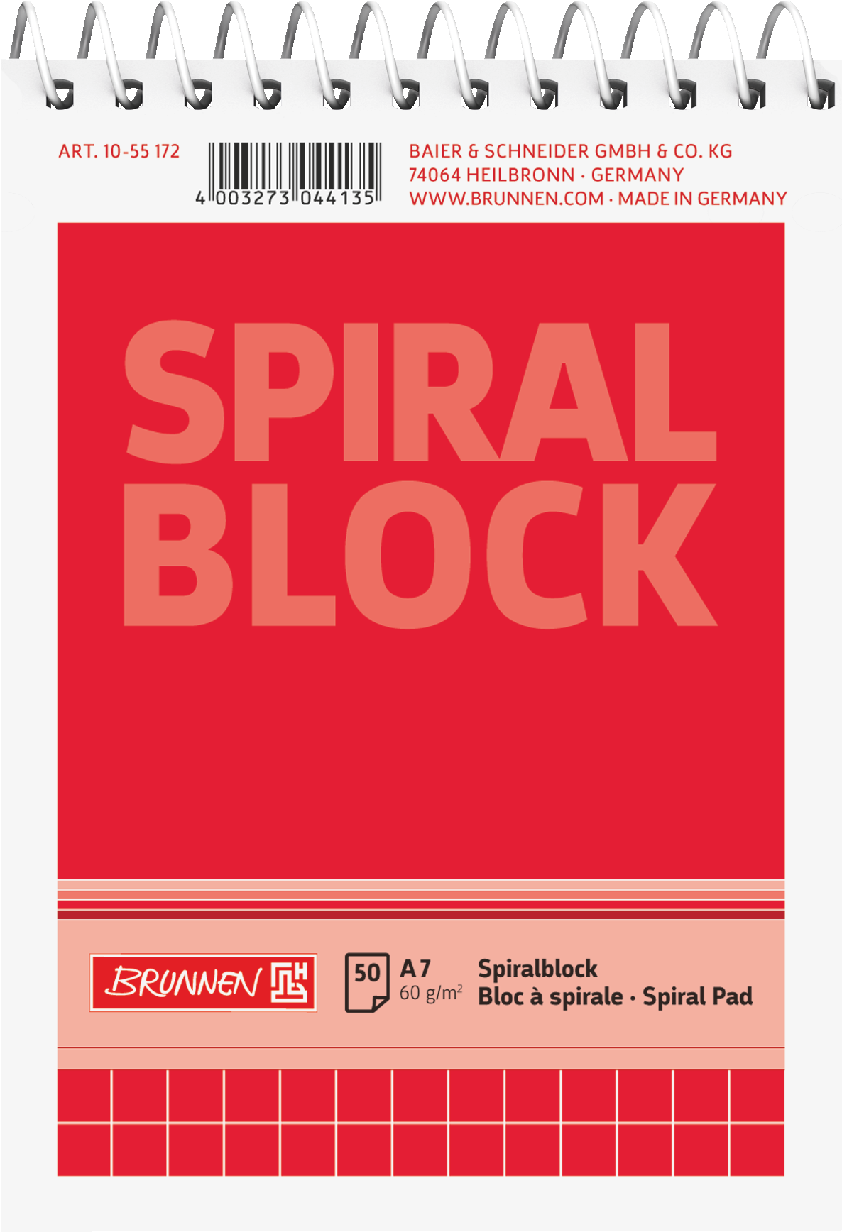 20 x Brunnen Spiralnotizblock A7 kariert 50 Blatt