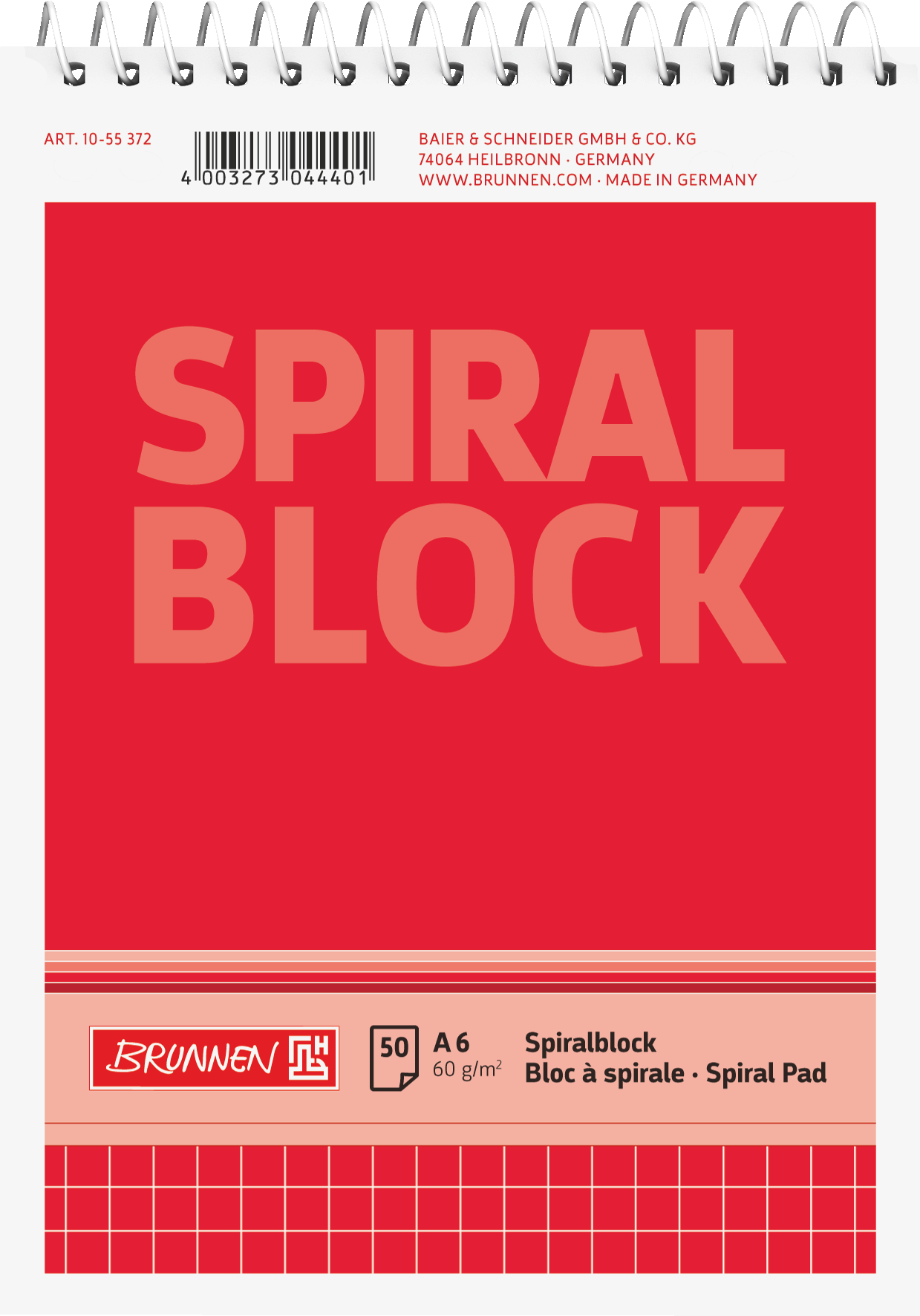 20 x Brunnen Spiralnotizblock A6 kariert 50 Blatt