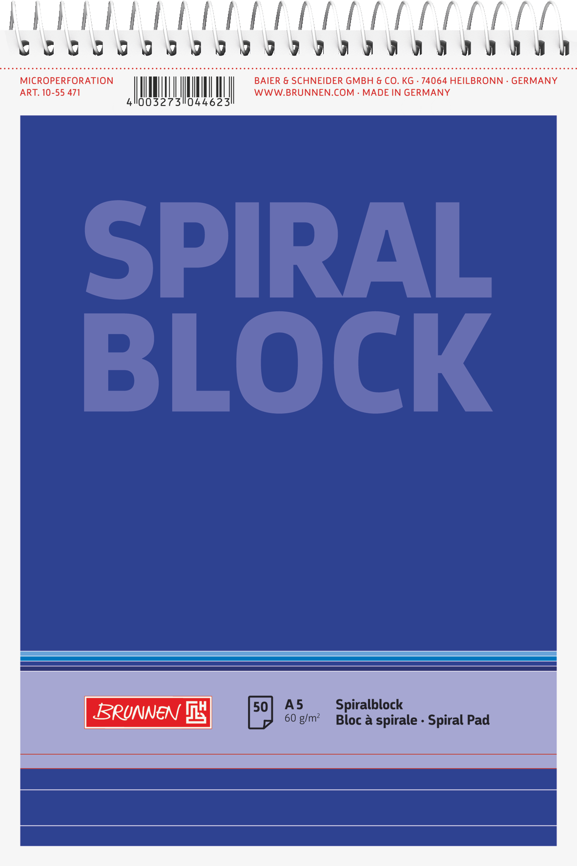 10 x Brunnen Spiralnotizblock A5 liniert 50 Blatt