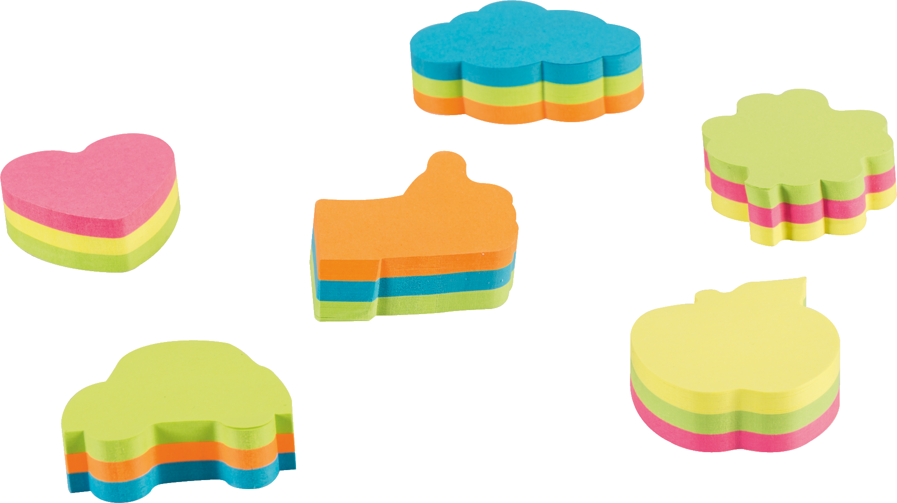 30 x Brunnen Haftnotizblock 5x5cm 150 Blatt Formen sortiert