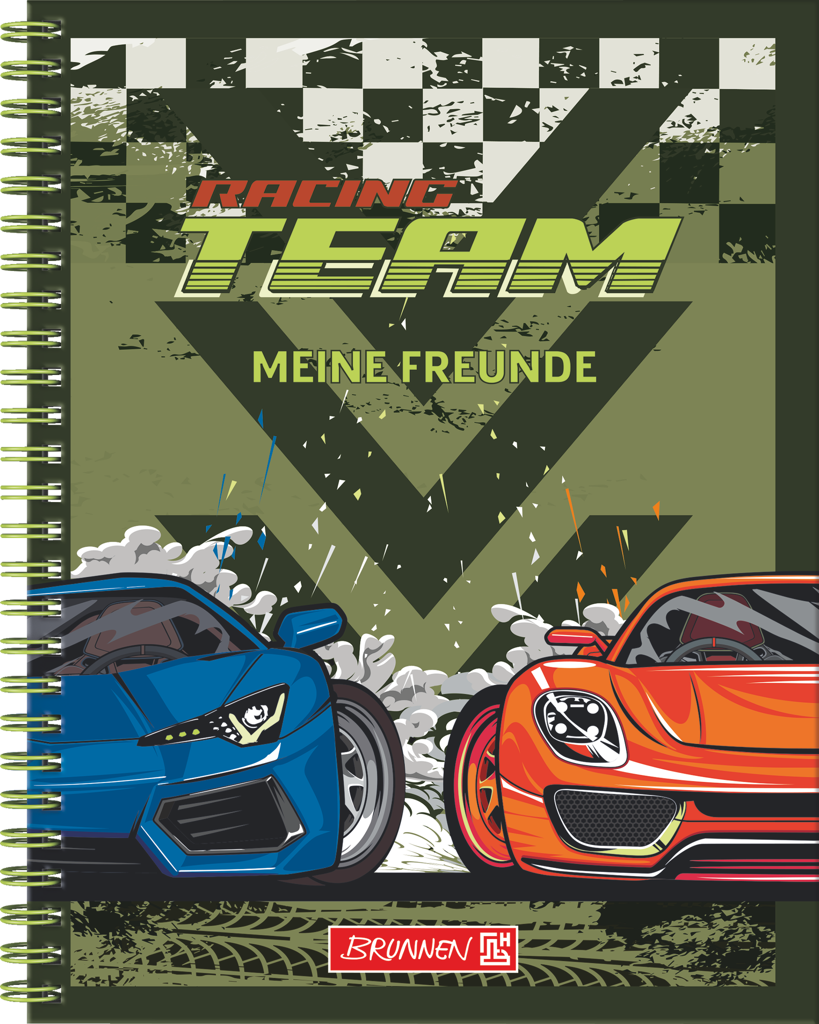 Freundebuch Fast Wheels | 16×21 cm, 80 Seiten, grün/mehrfarbig