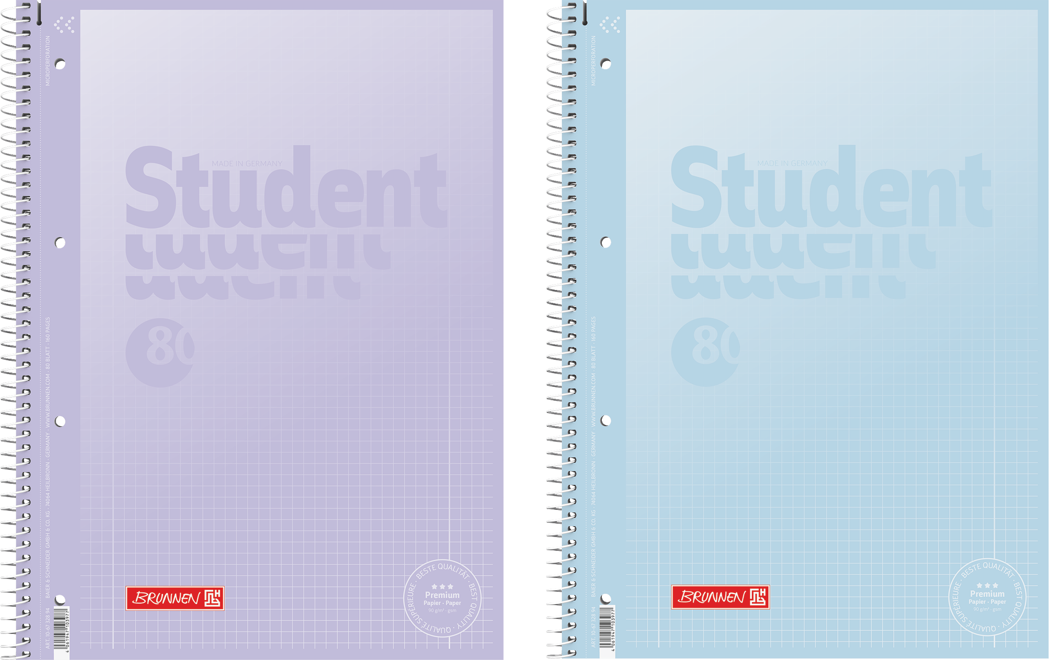 Collegeblock Premium Student „Pastell 2“ | A4, Lineatur 28, 80 Blatt, sortiert