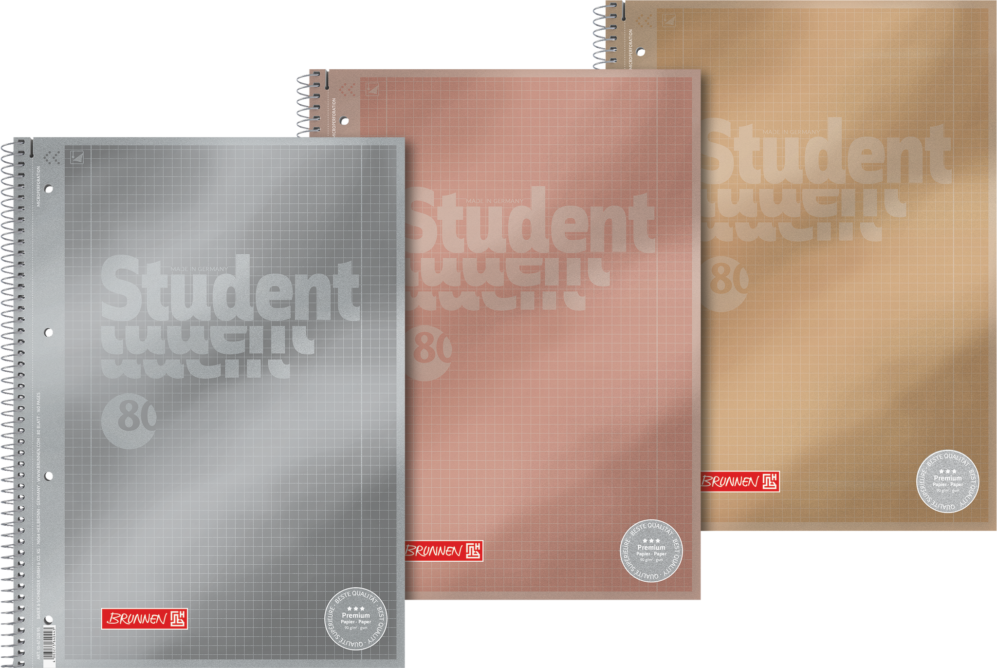 Collegeblock Premium Student Metallic | A4, Lineatur 28, 80 Blatt, sortiert