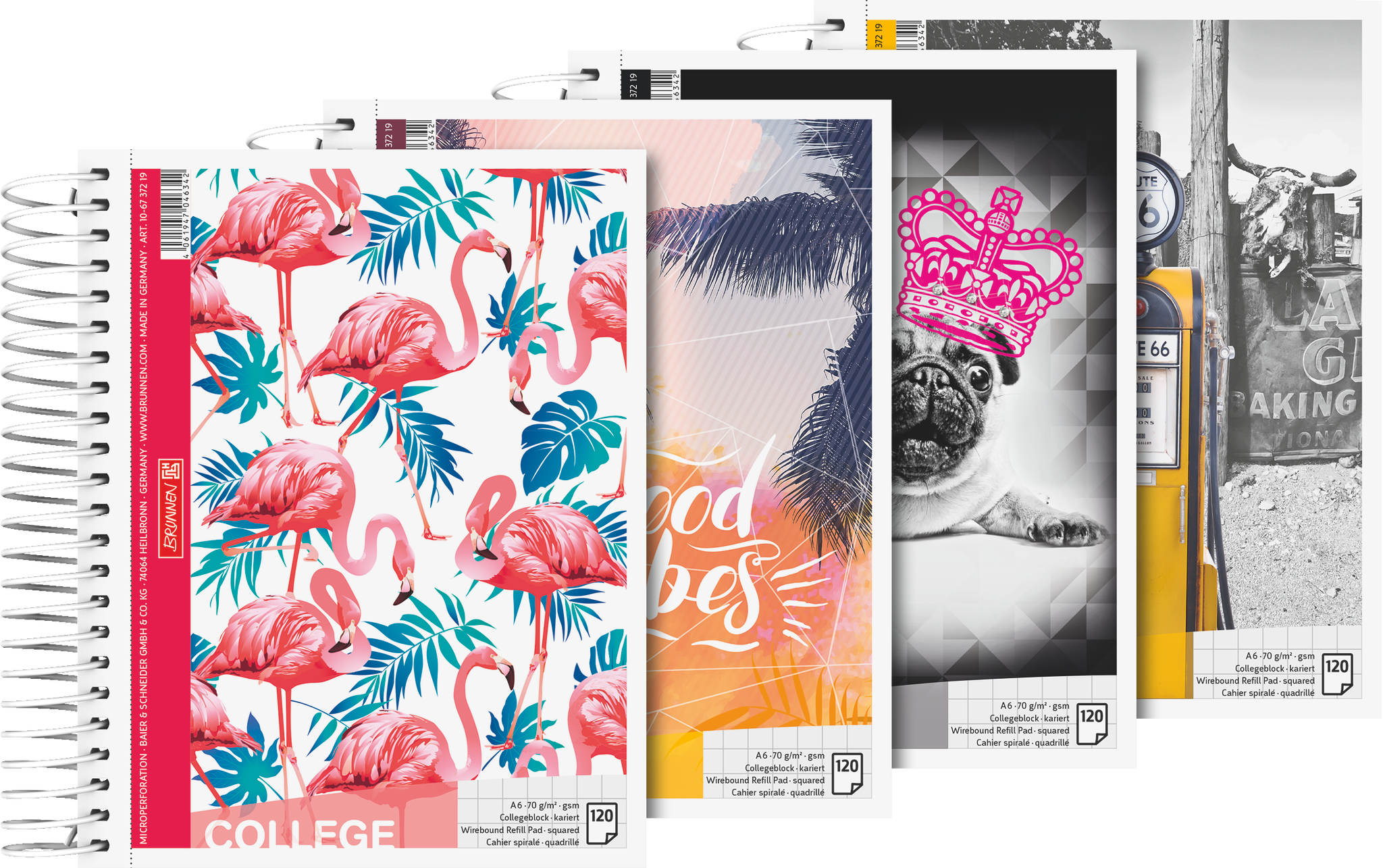 Collegeblock Trend | A6, kariert, 120 Blatt, sortiert