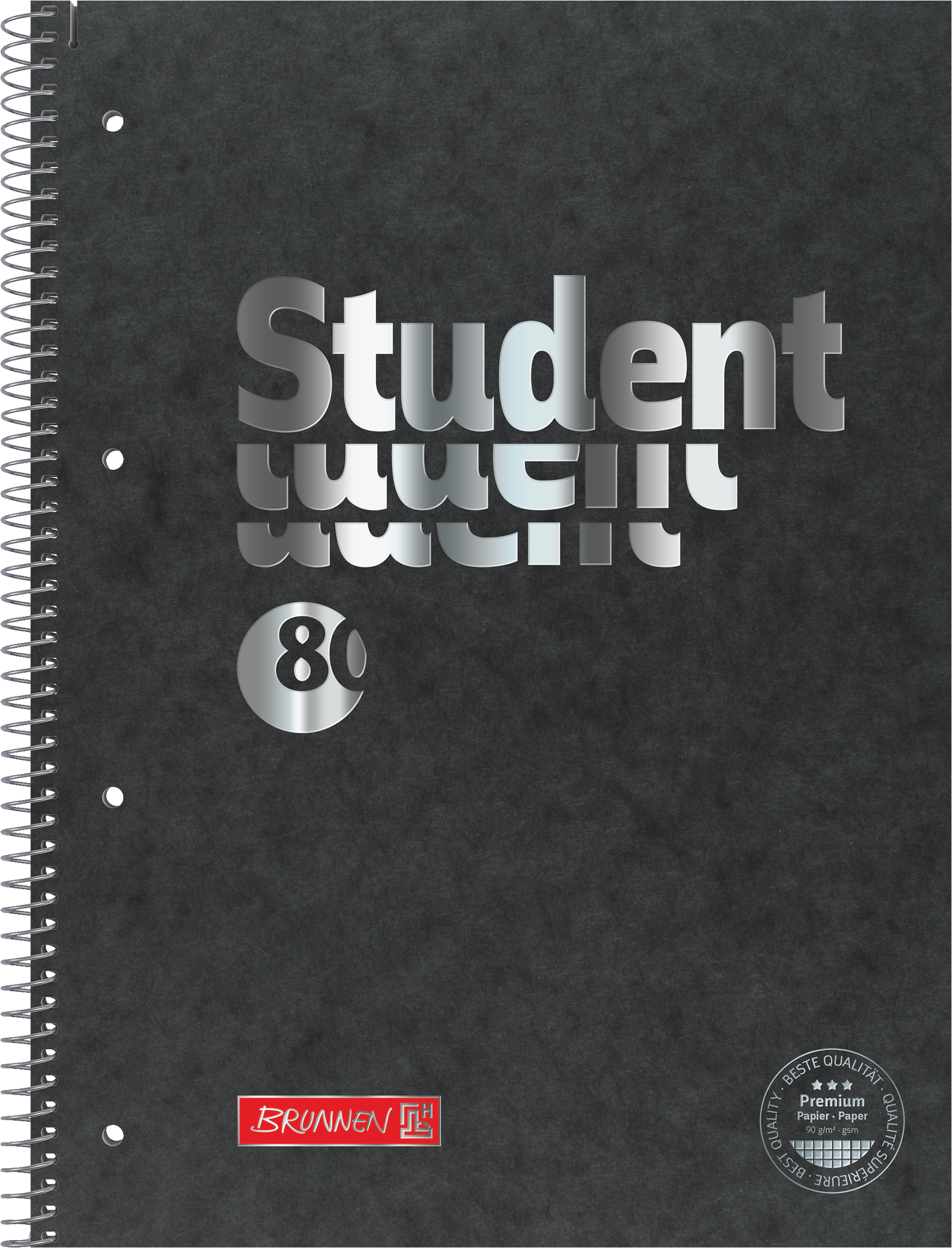 Collegeblock Premium Student FACT!plus | A4, Lineatur 28, 80 Blatt, schwarz/silber