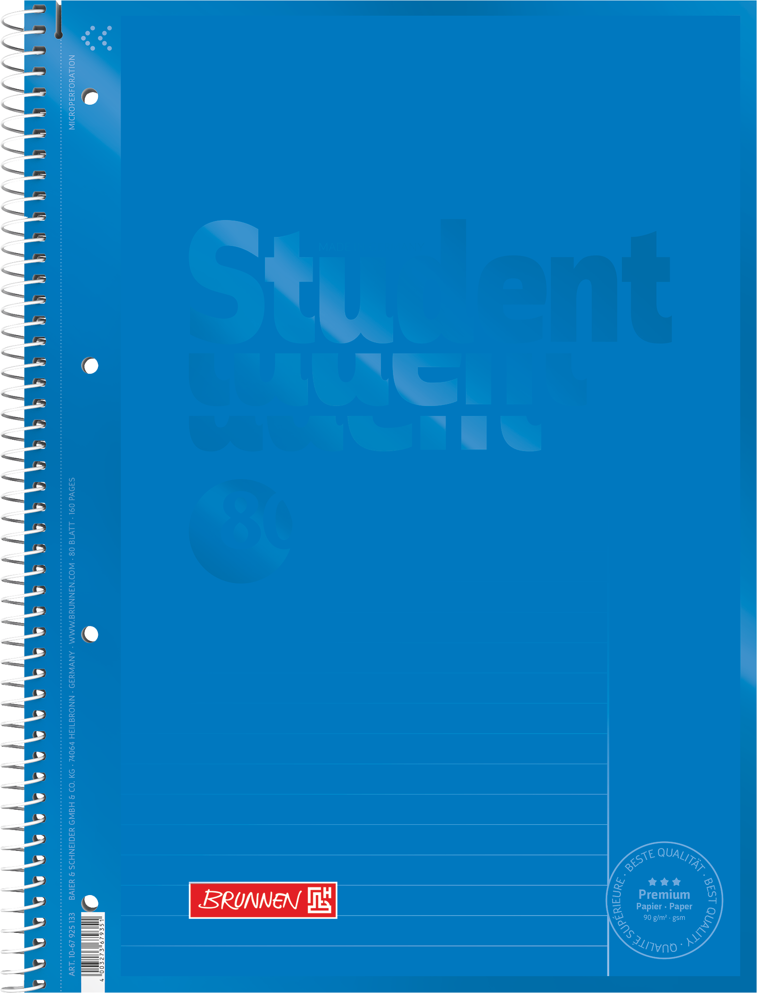 Collegeblock Premium Student Colour Code | A4, Lineatur 25, 80 Blatt, azur