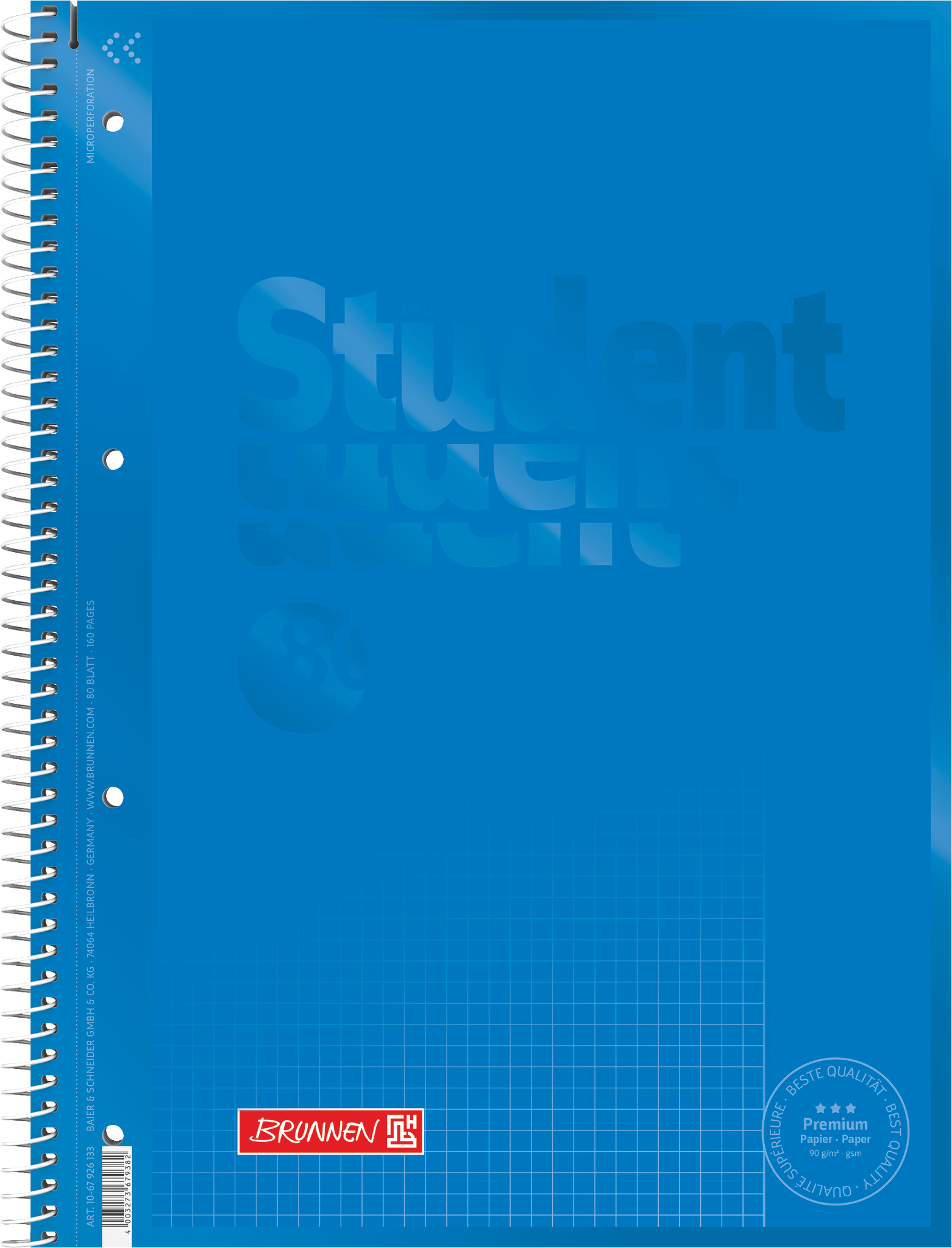 Collegeblock Premium Student Colour Code | A4, Lineatur 26, 80 Blatt, azur