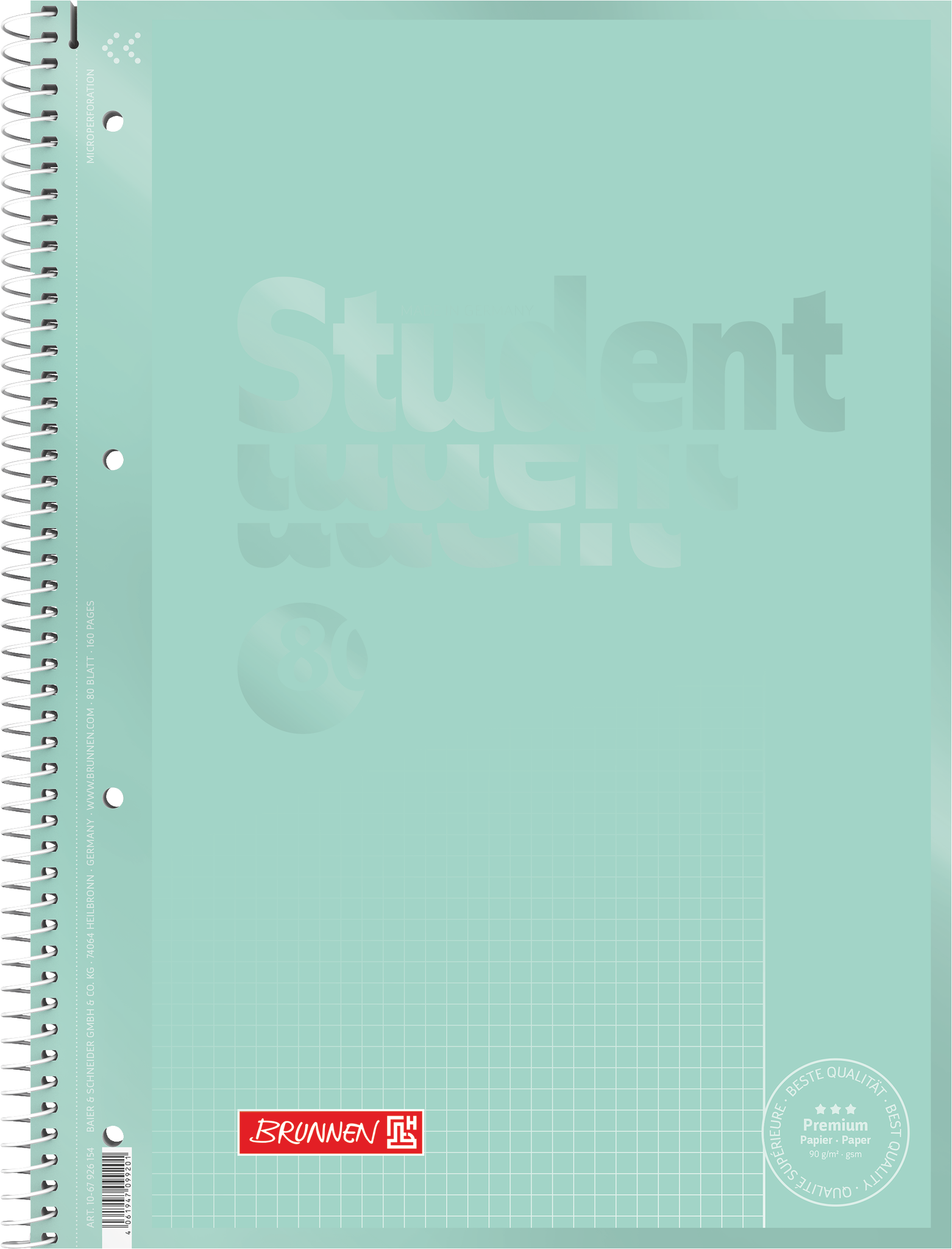 Collegeblock Premium Student Colour Code | A4, Lineatur 26, 80 Blatt, mint