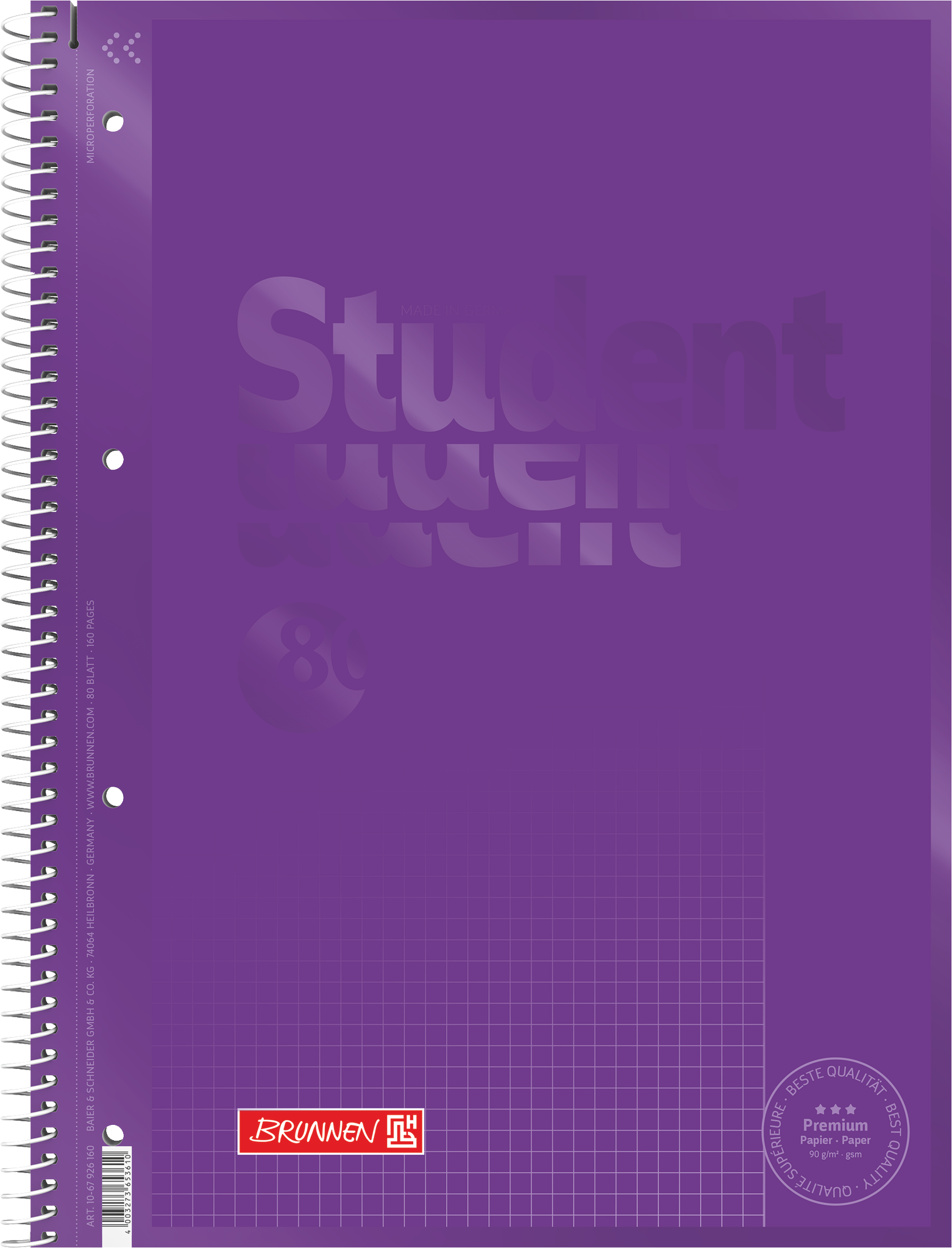 Collegeblock Premium Student Colour Code | A4, Lineatur 26, 80 Blatt, purple