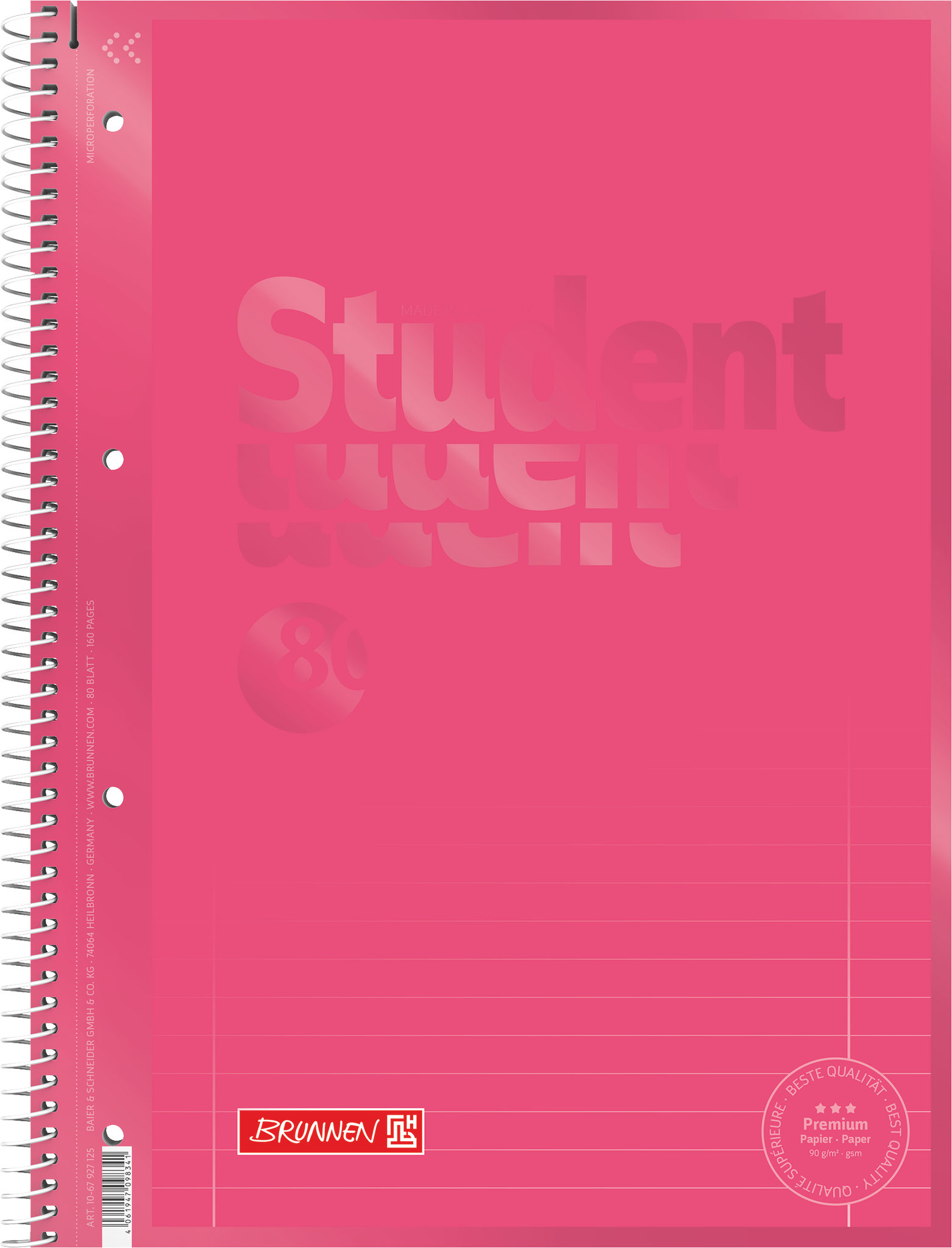 Collegeblock Premium Student Colour Code | A4, Lineatur 27, 80 Blatt, tulip