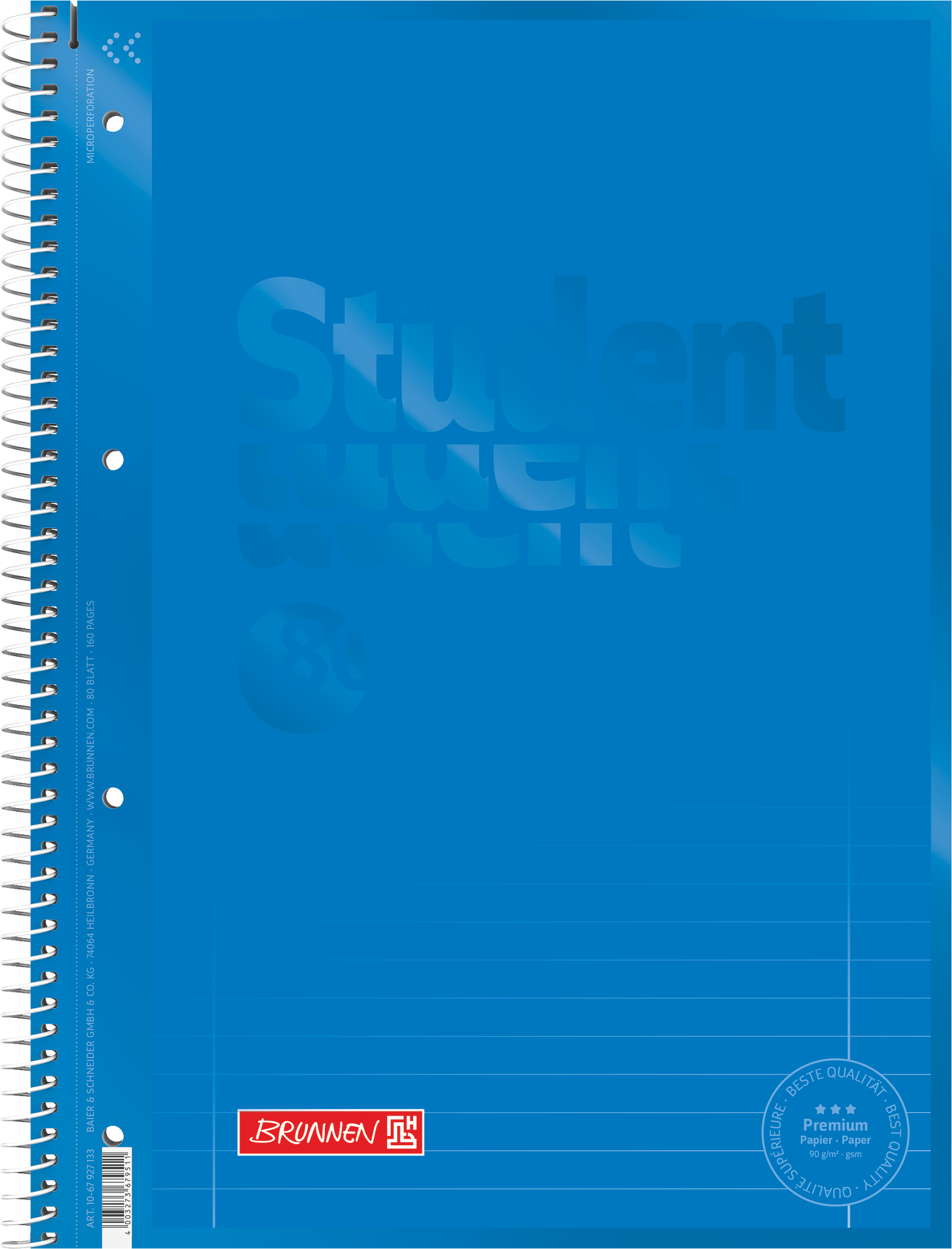 Collegeblock Premium Student Colour Code | A4, Lineatur 27, 80 Blatt, azur