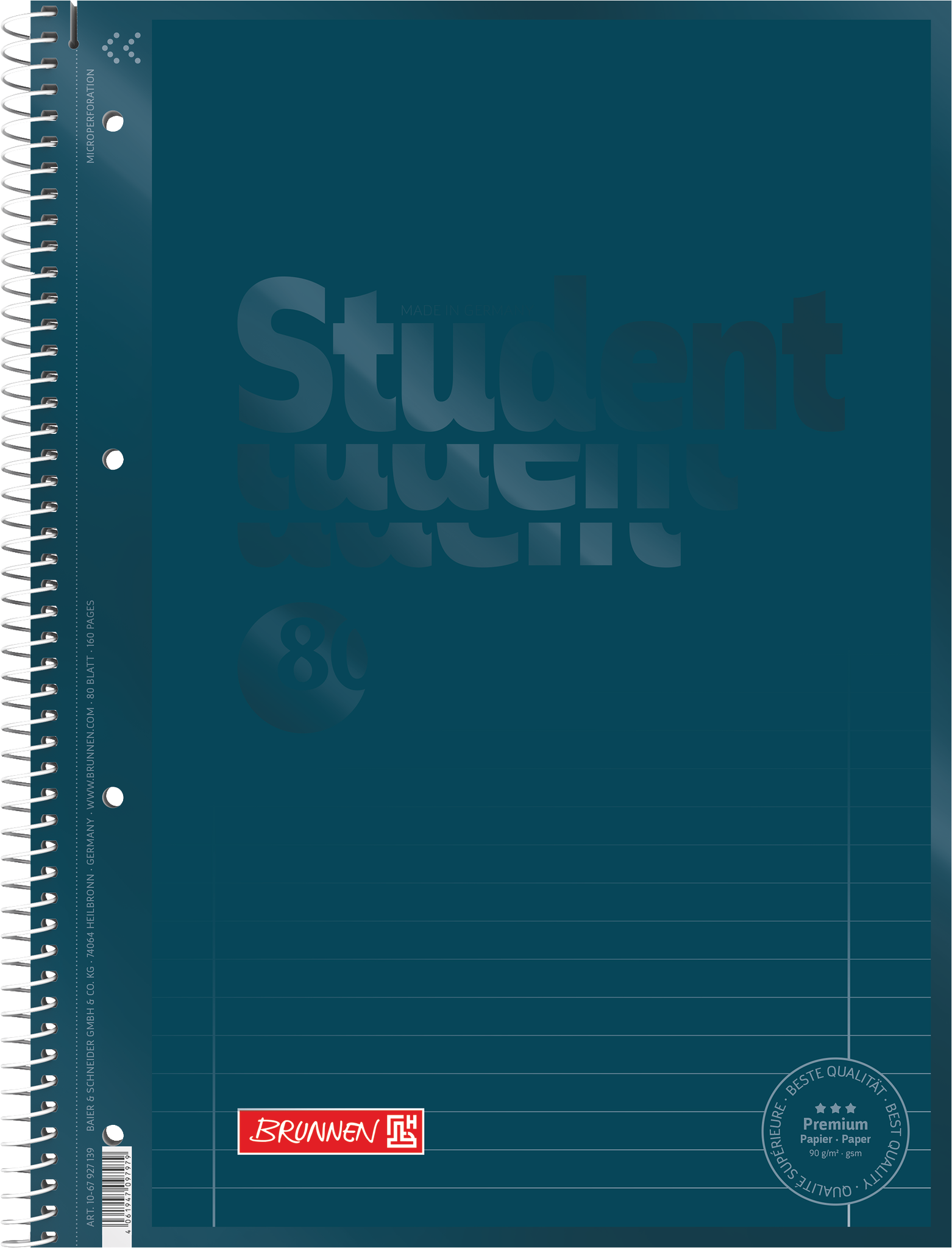Collegeblock Premium Student Colour Code | A4, Lineatur 27, 80 Blatt, denim
