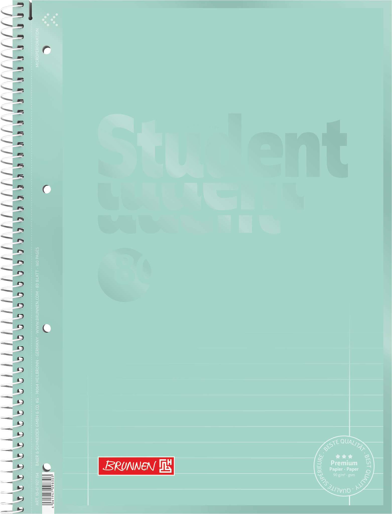 Collegeblock Premium Student Colour Code | A4, Lineatur 27, 80 Blatt, mint