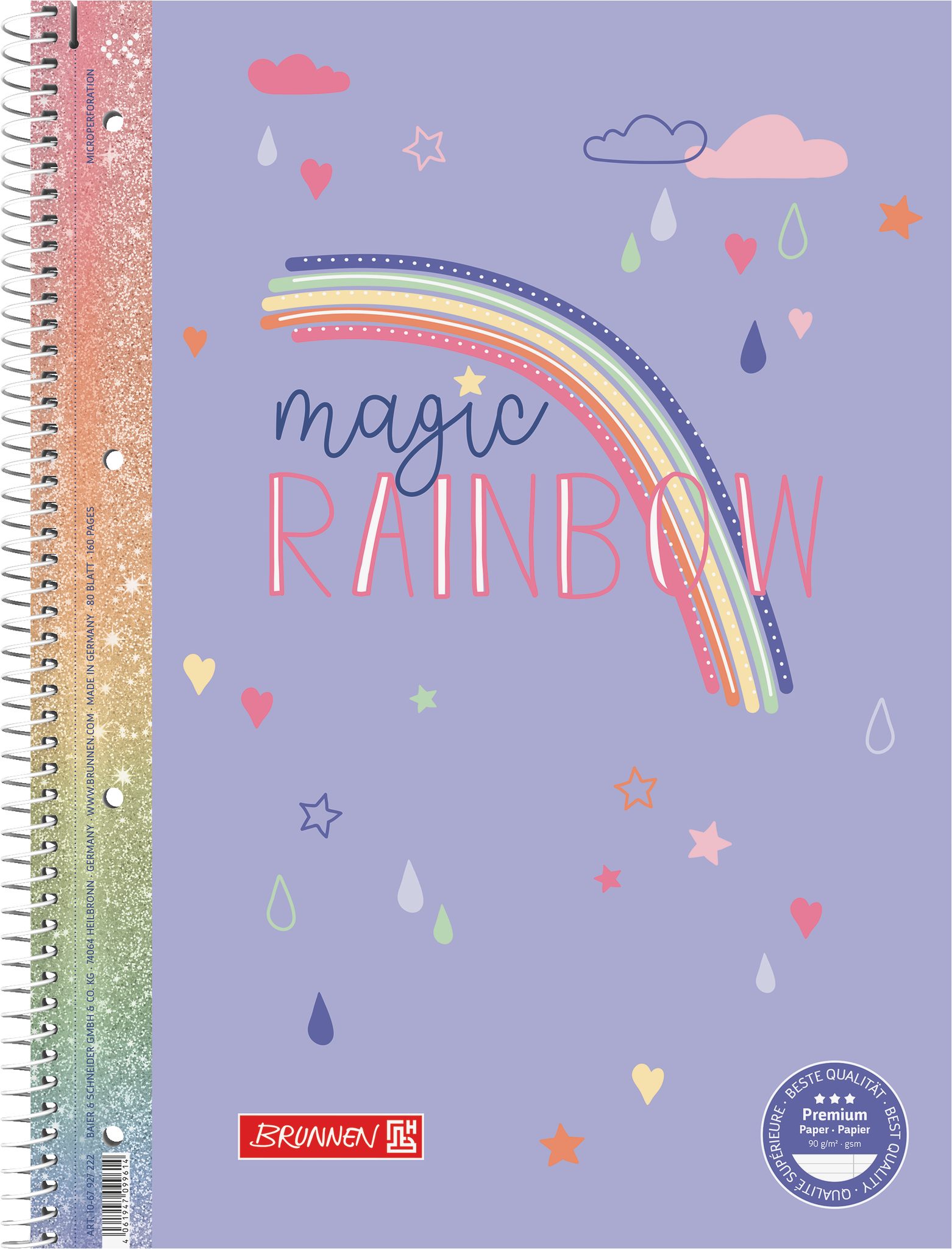 Collegeblock Premium Magic Rainbow | A4, Lineatur 27, 80 Blatt, violett