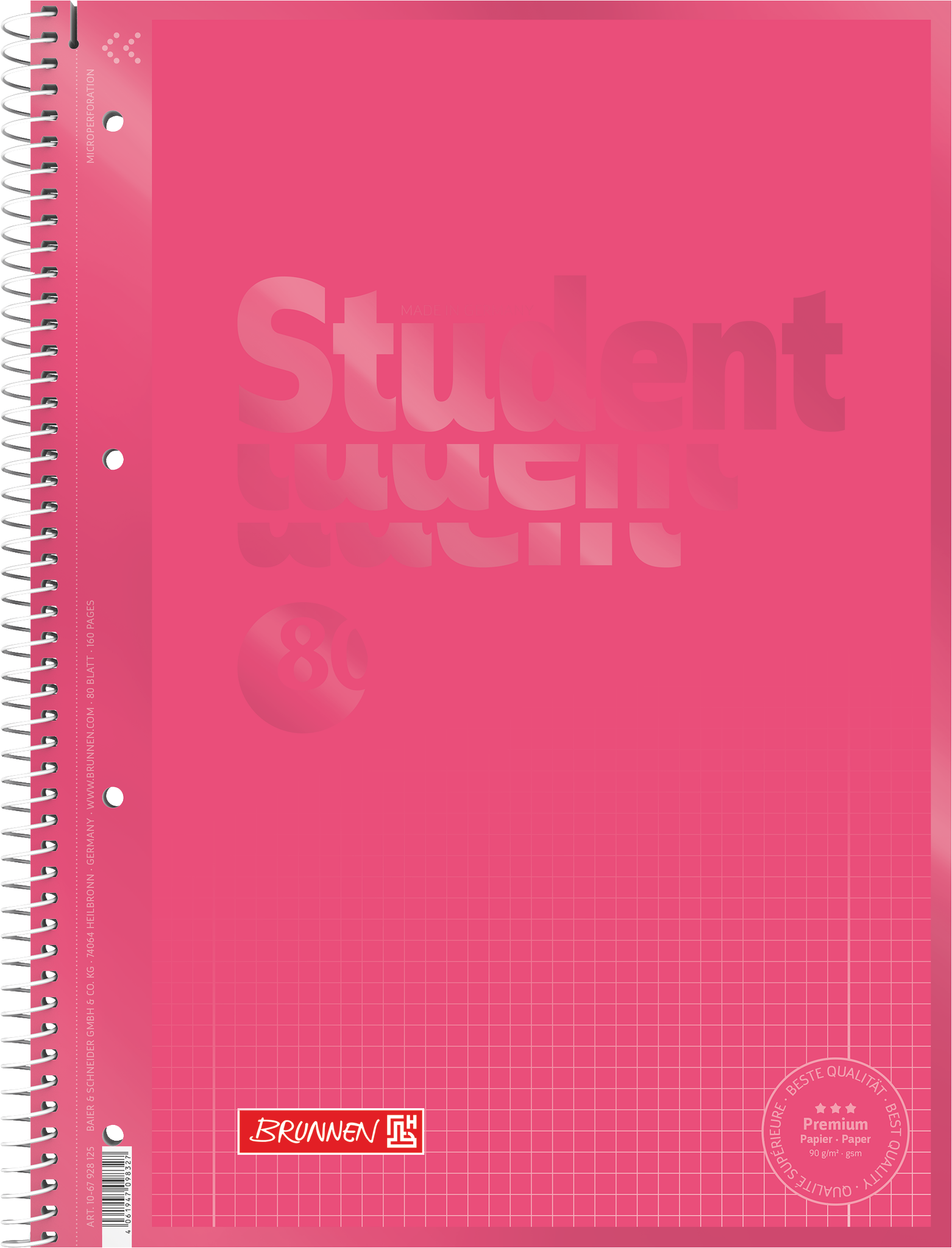 Collegeblock Premium Student Colour Code | A4, Lineatur 28, 80 Blatt, tulip
