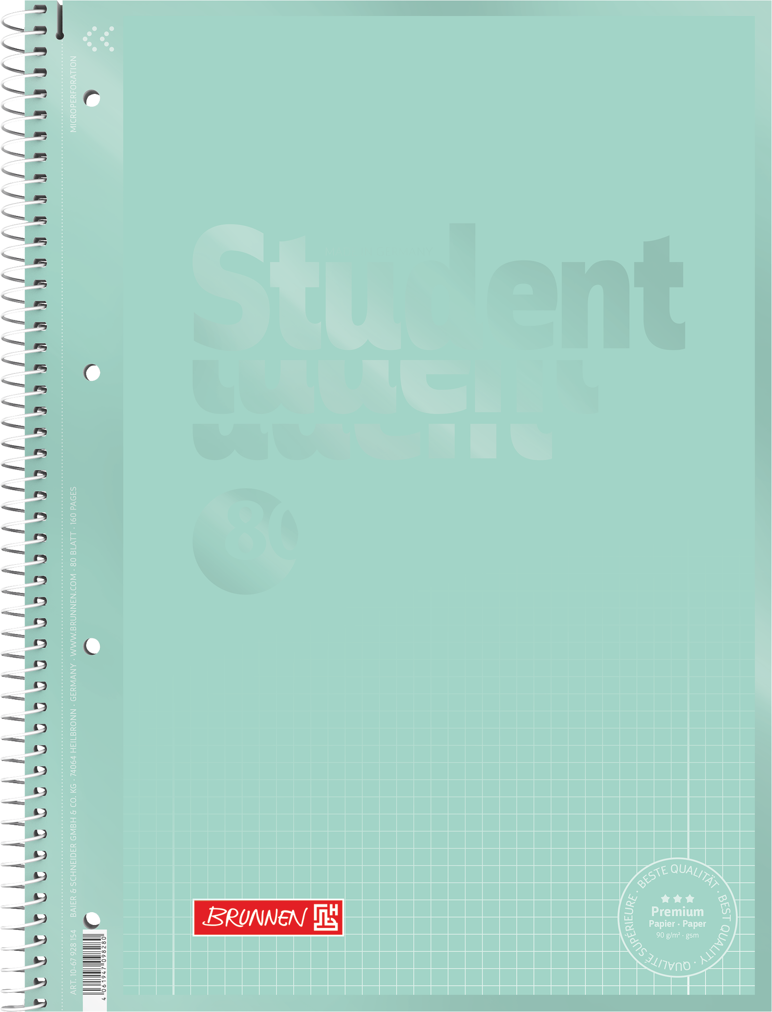 Collegeblock Premium Student Colour Code | A4, Lineatur 28, 80 Blatt, mint