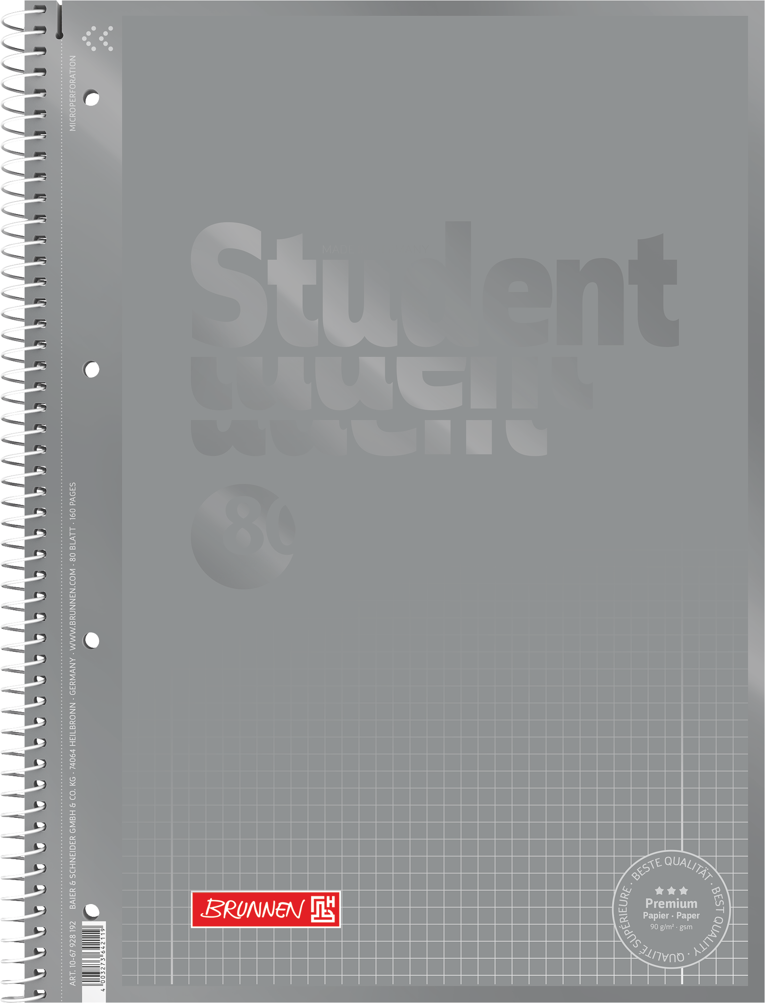 Collegeblock Premium Student Colour Code | A4, Lineatur 28, 80 Blatt, silver