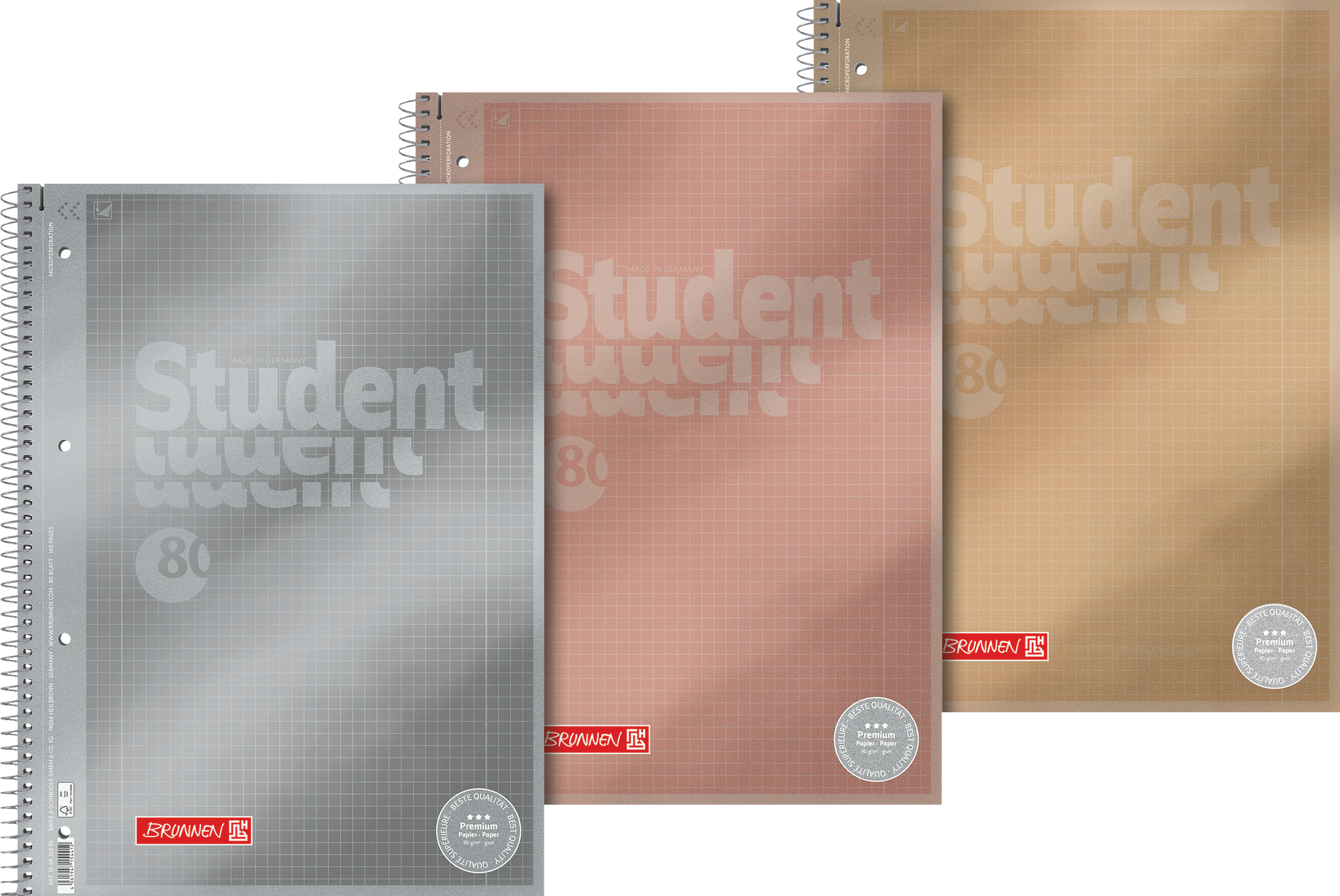 Collegeblock Premium Student Metallic | A4, Lineatur 28, 80 Blatt, sortiert