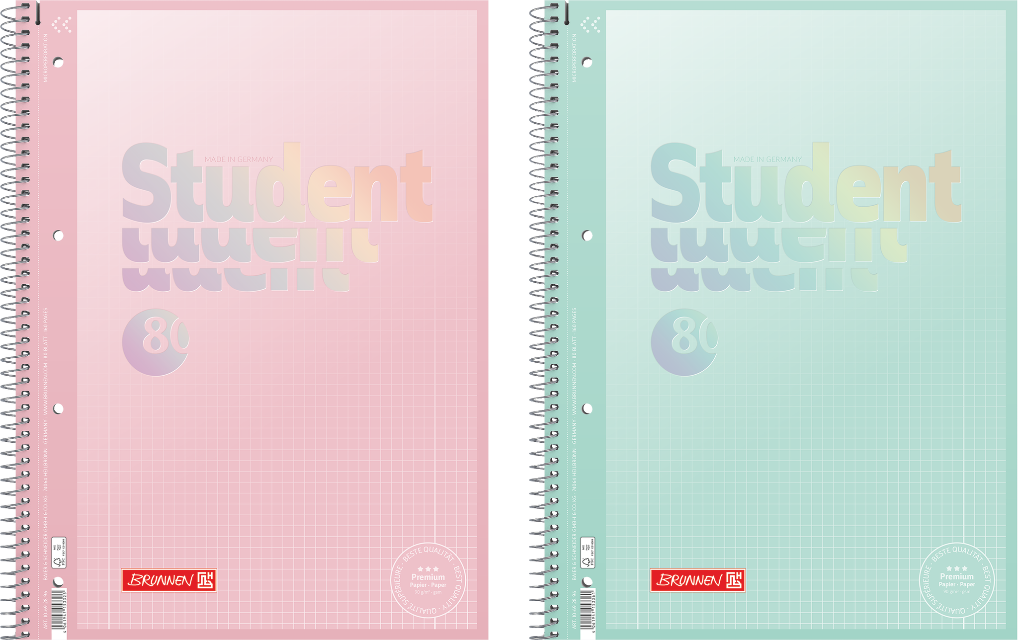 Collegeblock Premium Student „Pastell“ | A4, Lineatur 28, 80 Blatt, sortiert
