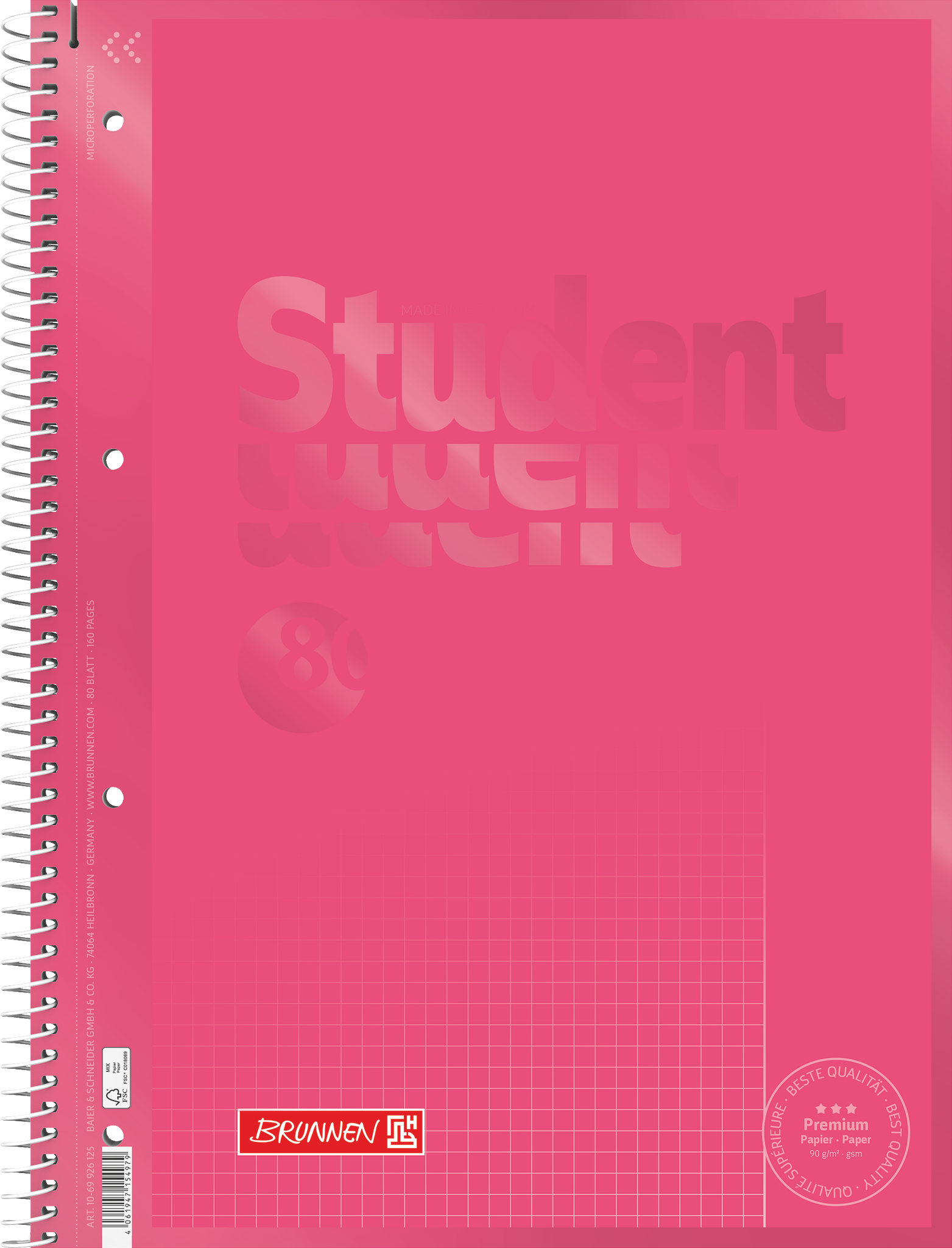 Collegeblock Premium Student Colour Code | A4, Lineatur 26, 80 Blatt, tulip